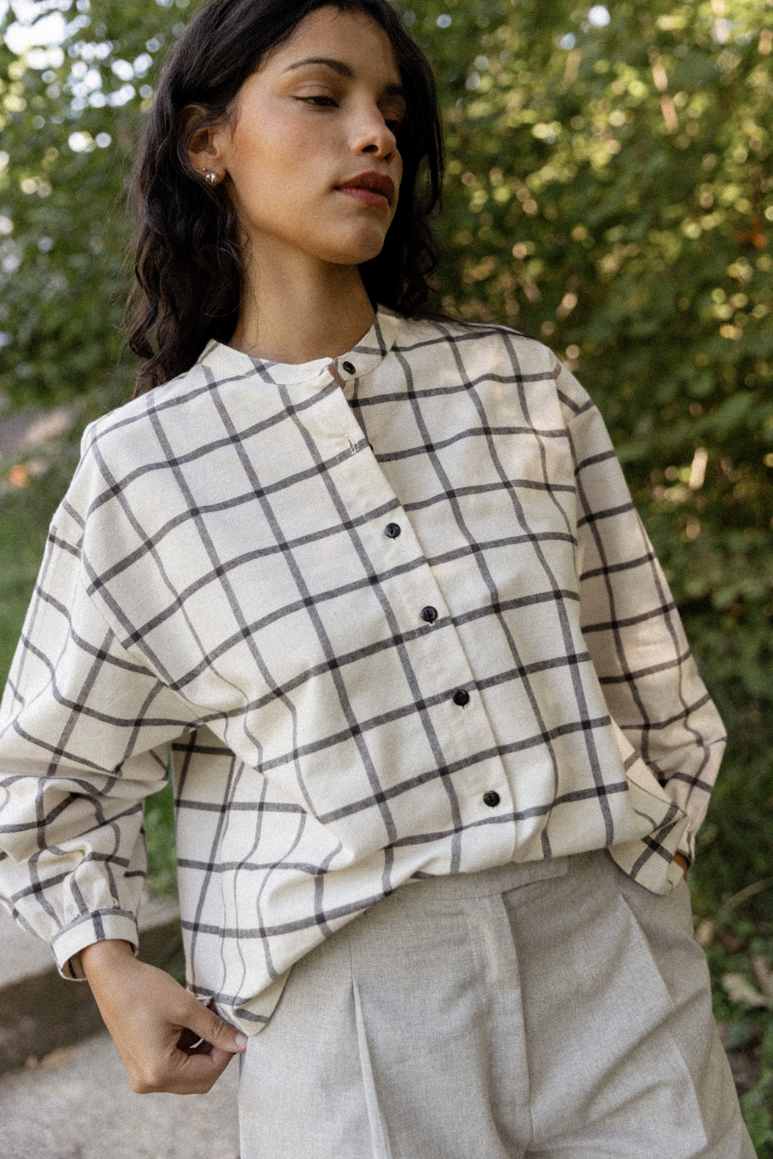 Blouse col mao Flanelle