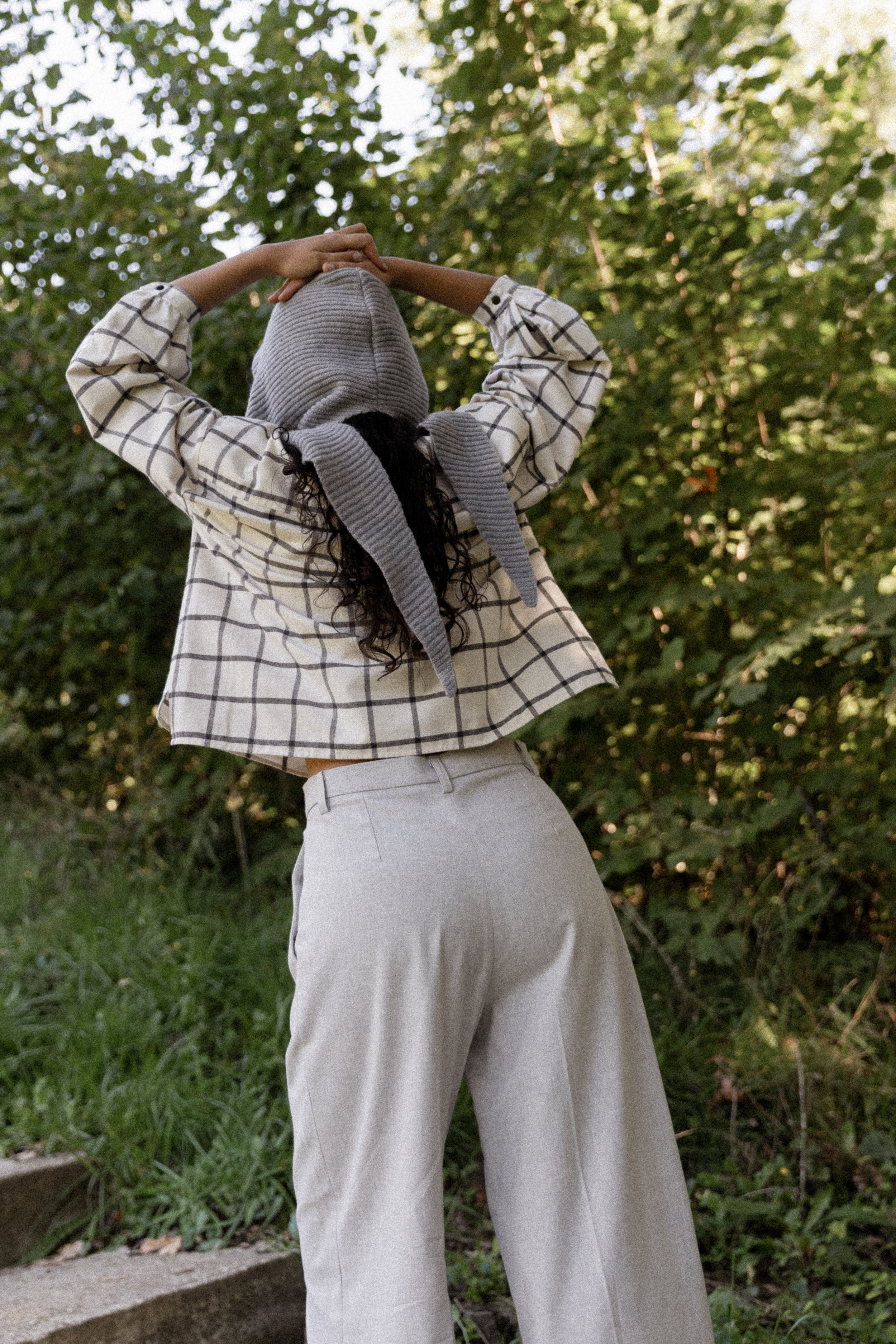 Pantalon à pinces Gris chiné