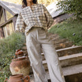 Pantalon à pinces Gris chiné