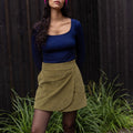 Jupe short velours olive