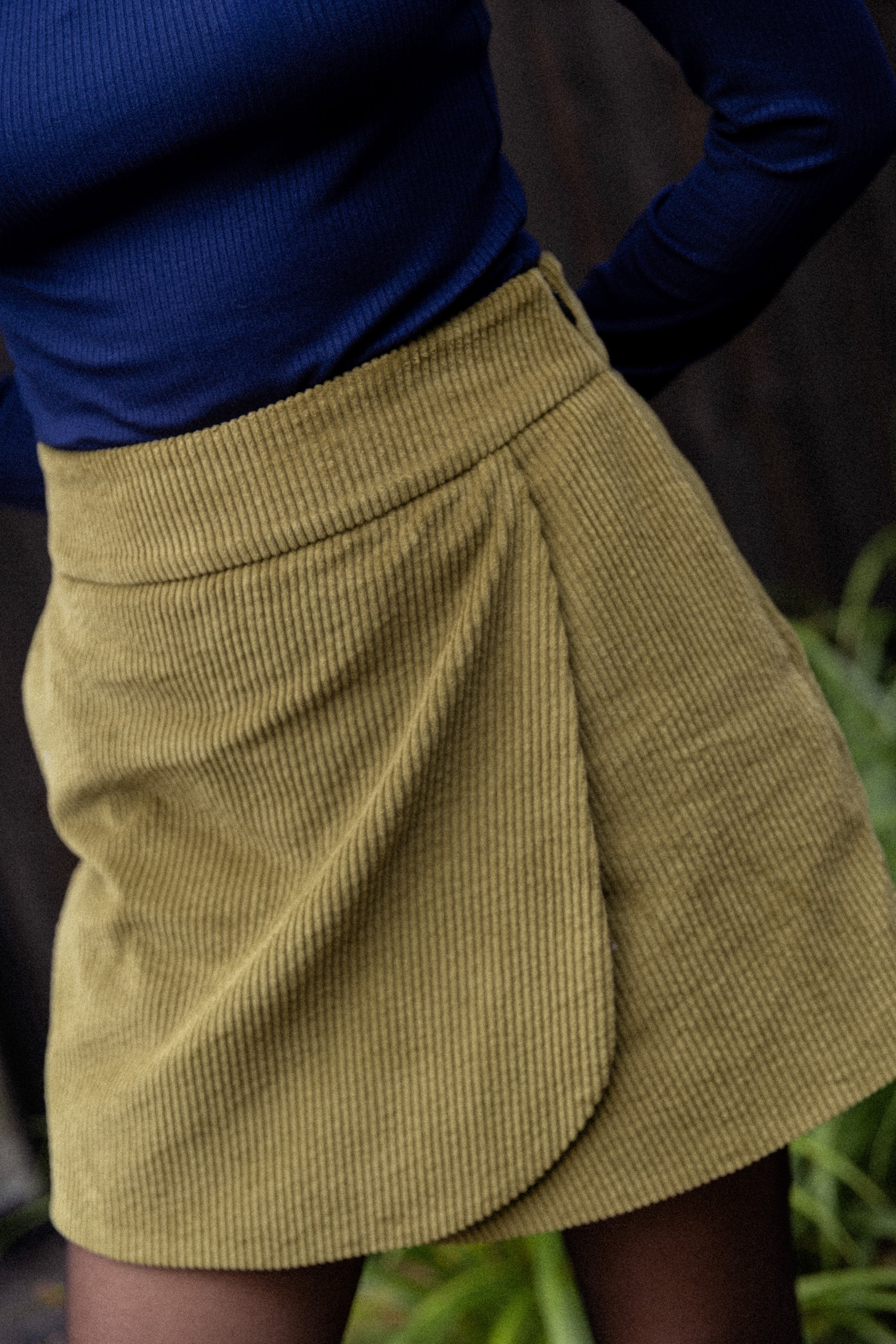 Jupe short velours olive