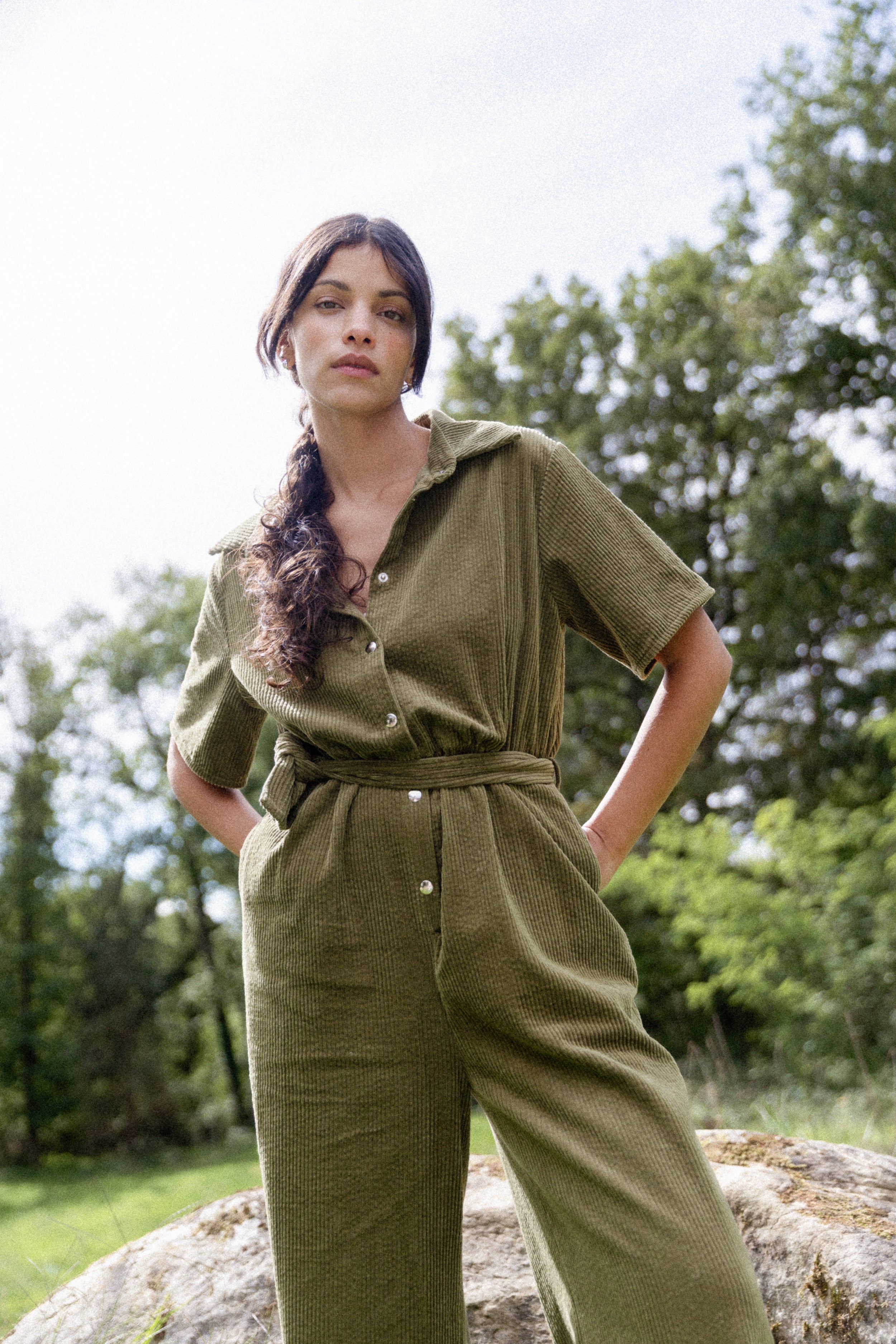 Combinaison velours olive