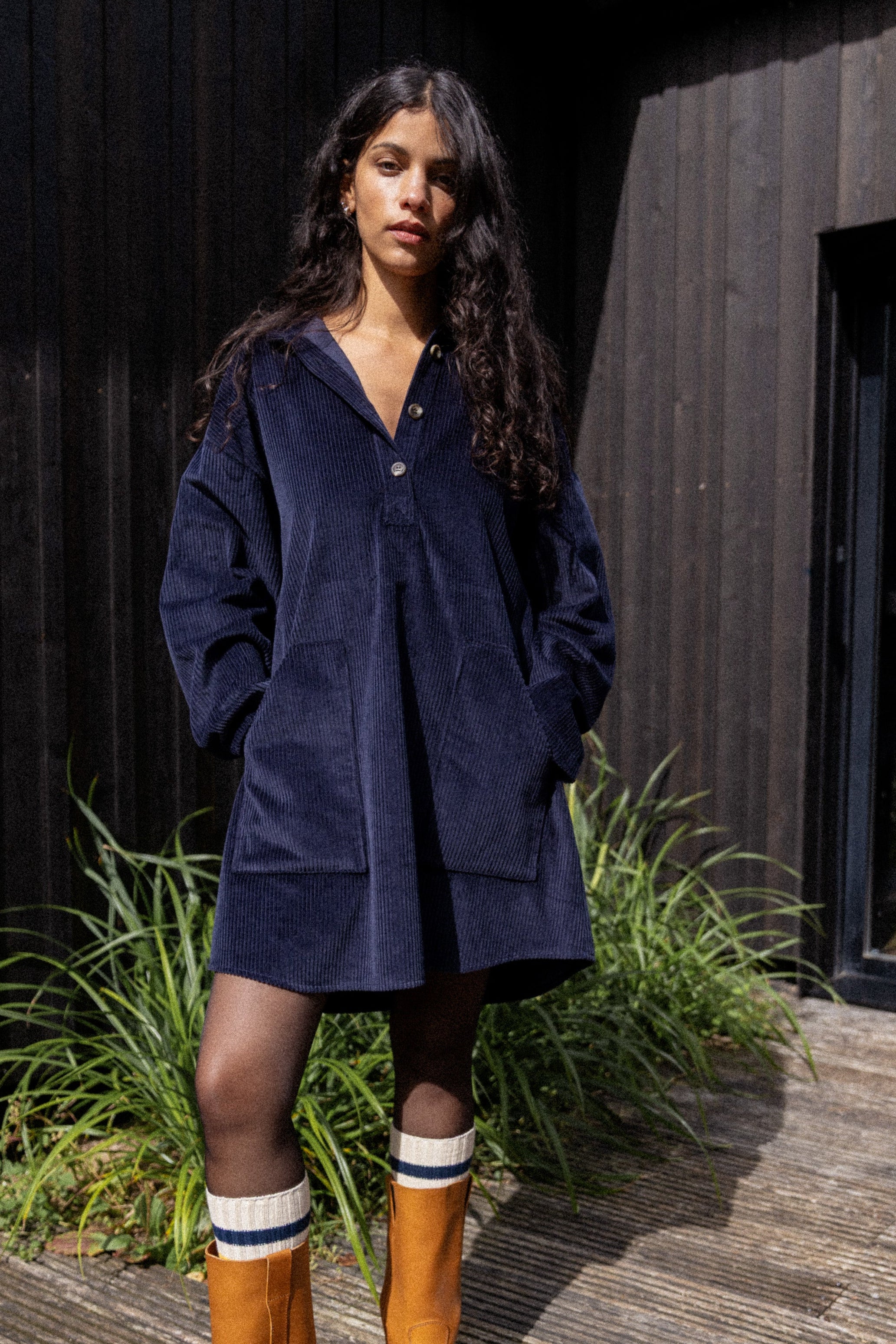 blue dress for baby girl Navy velvet smock dress – Les jupes de Prune