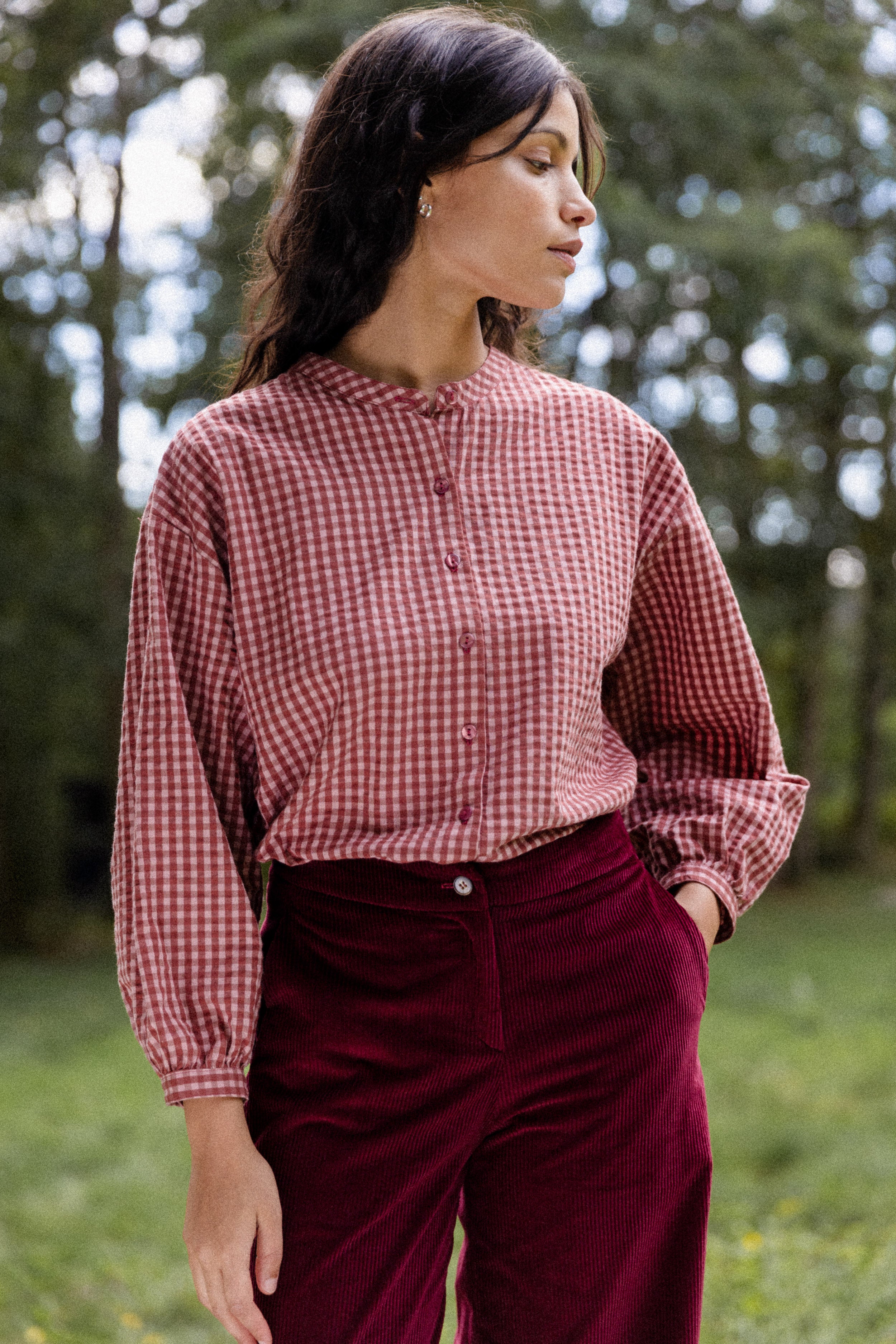 Pantalon ample Velours Bordeaux