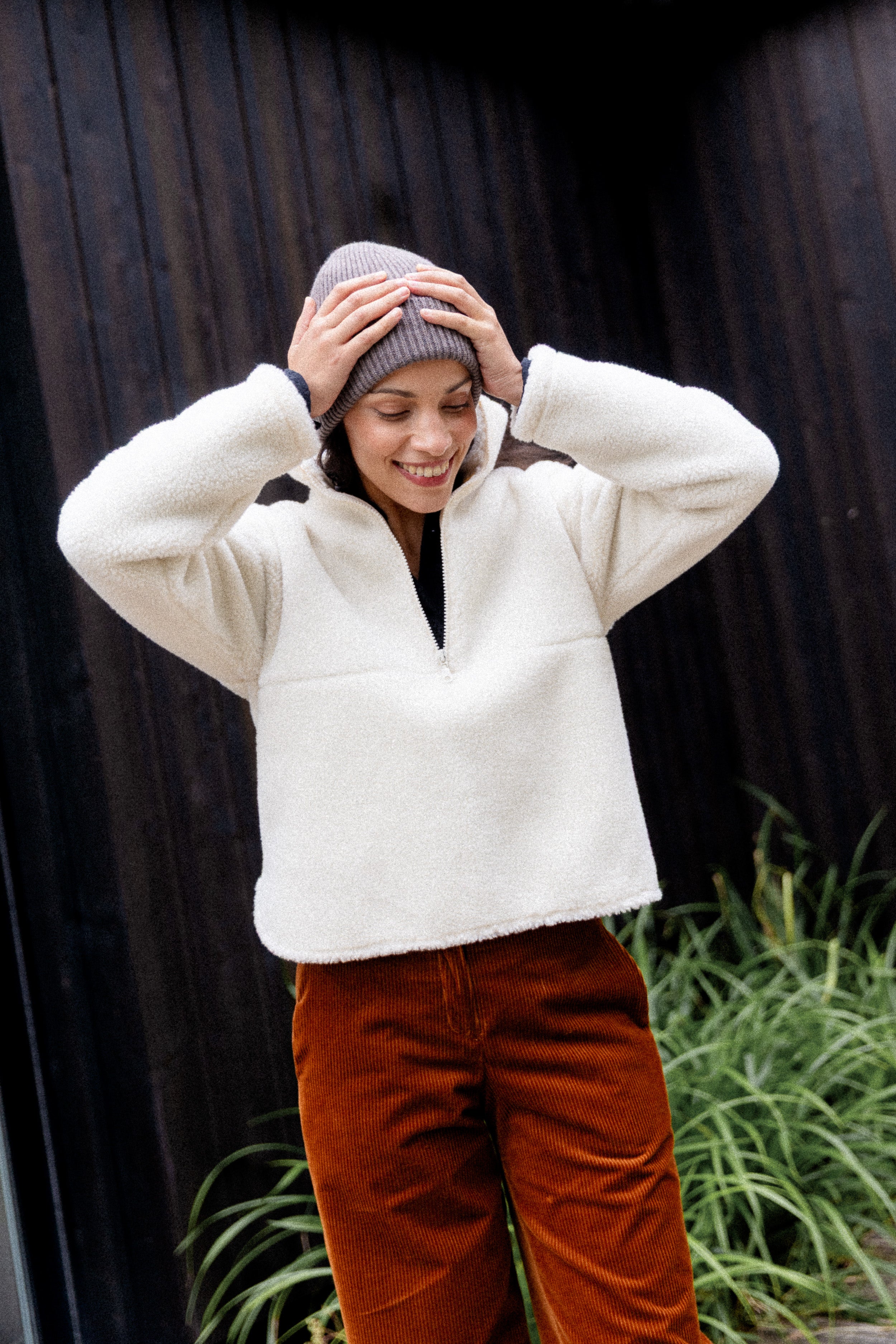 Pantalon ample velours toffee