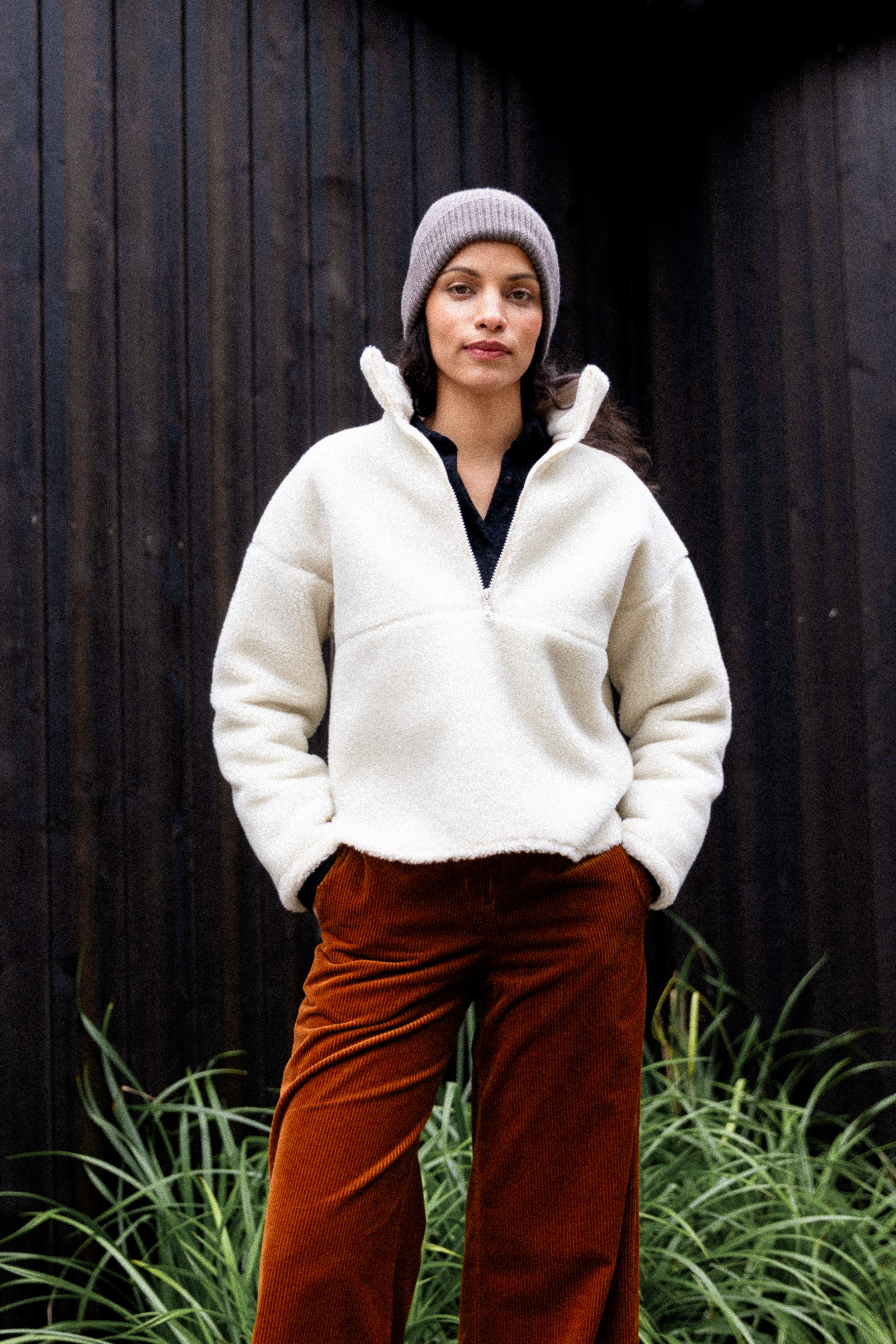 Pantalon ample velours toffee