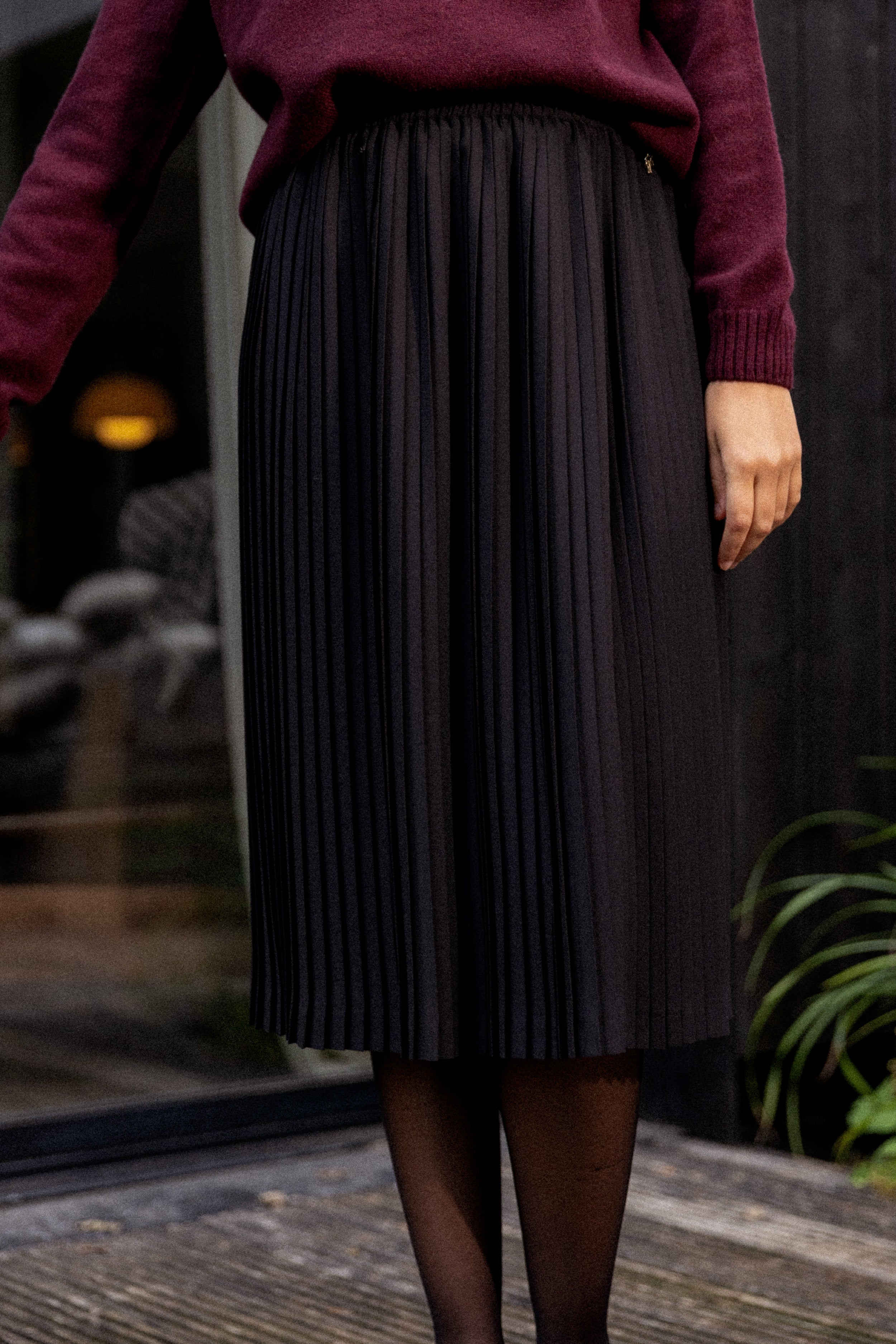 Jupe plissée midi oréo