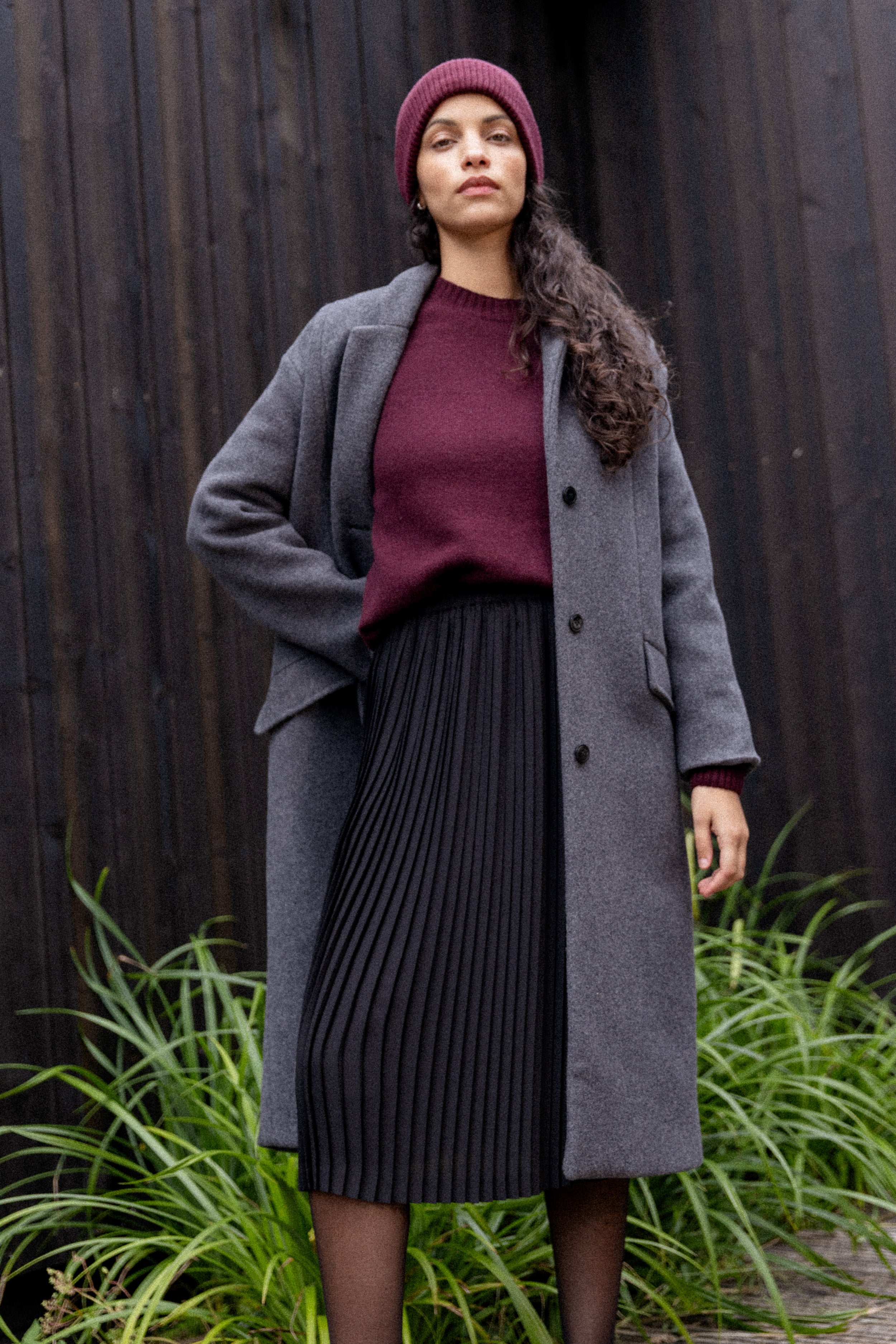 Jupe plissée midi oréo