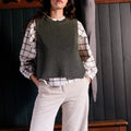 Pantalon Ample Velours Crème