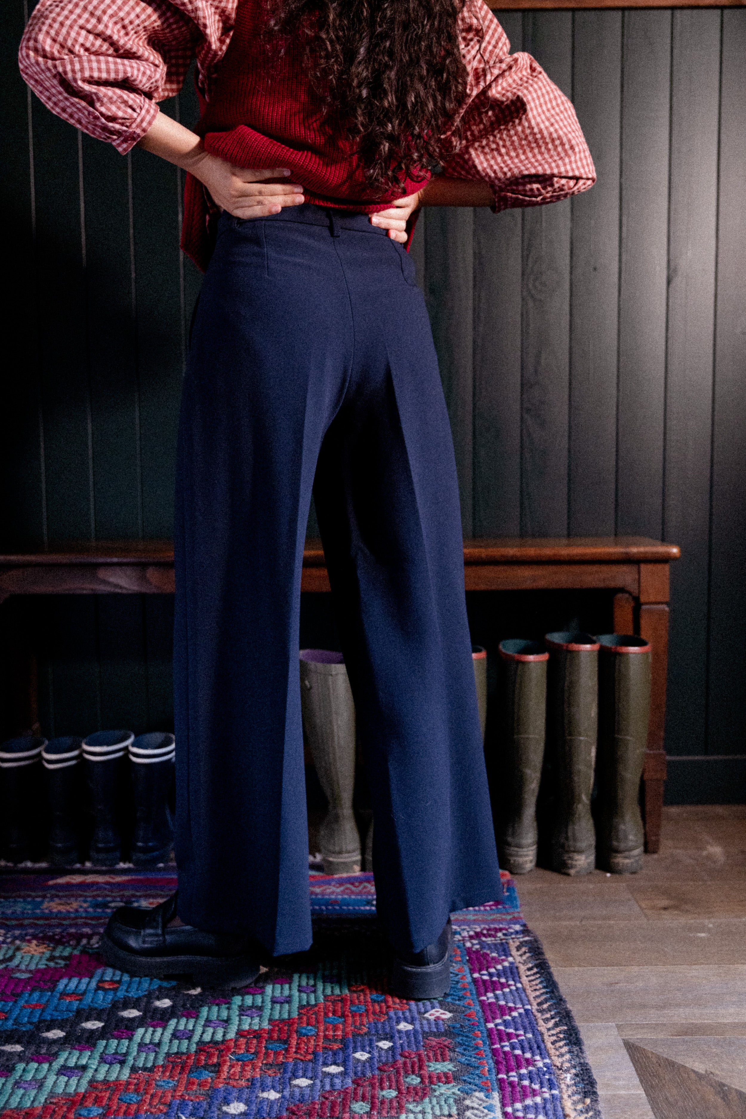 Pantalon Ă  pinces marine