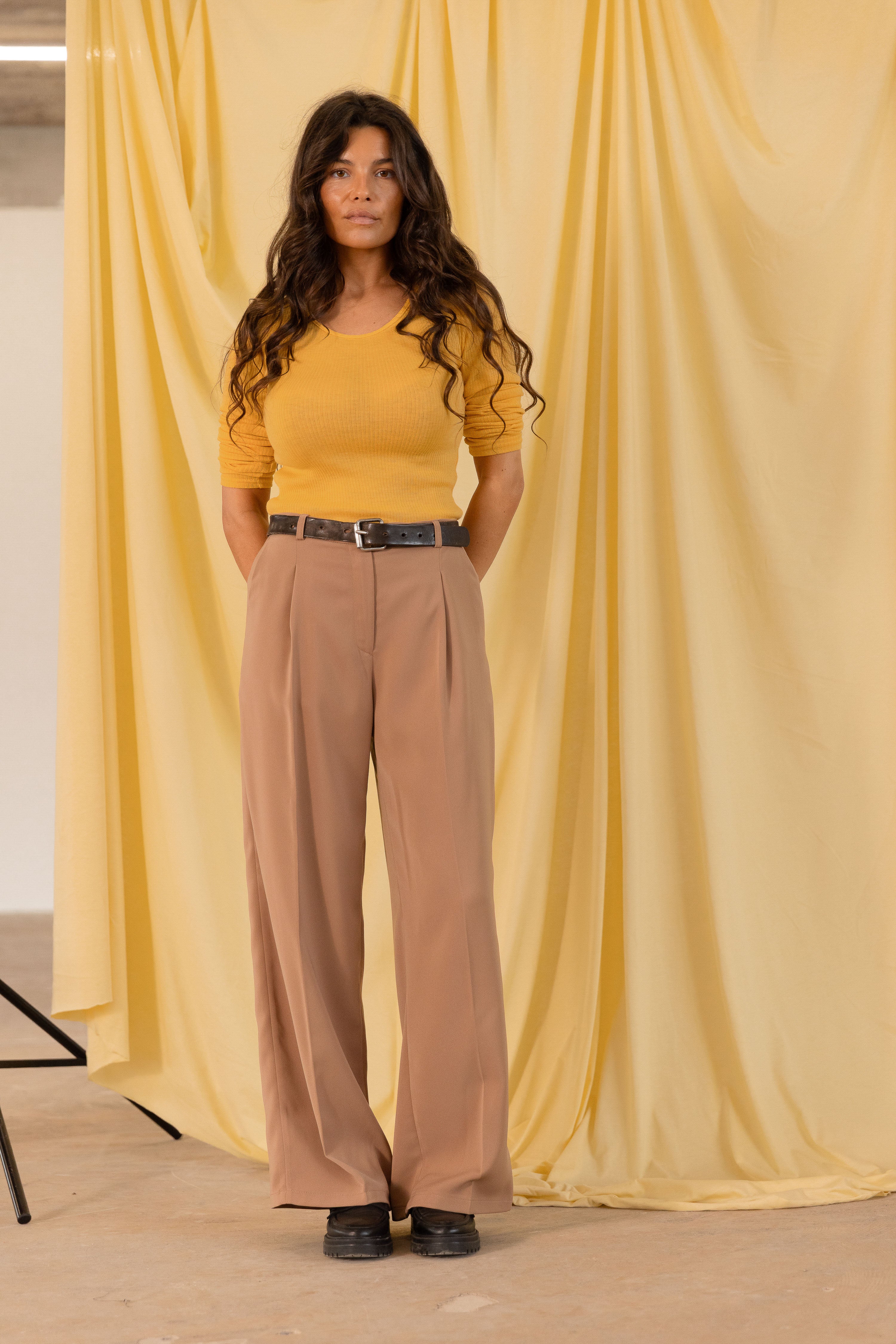 Pantalon Ă pinces Camel