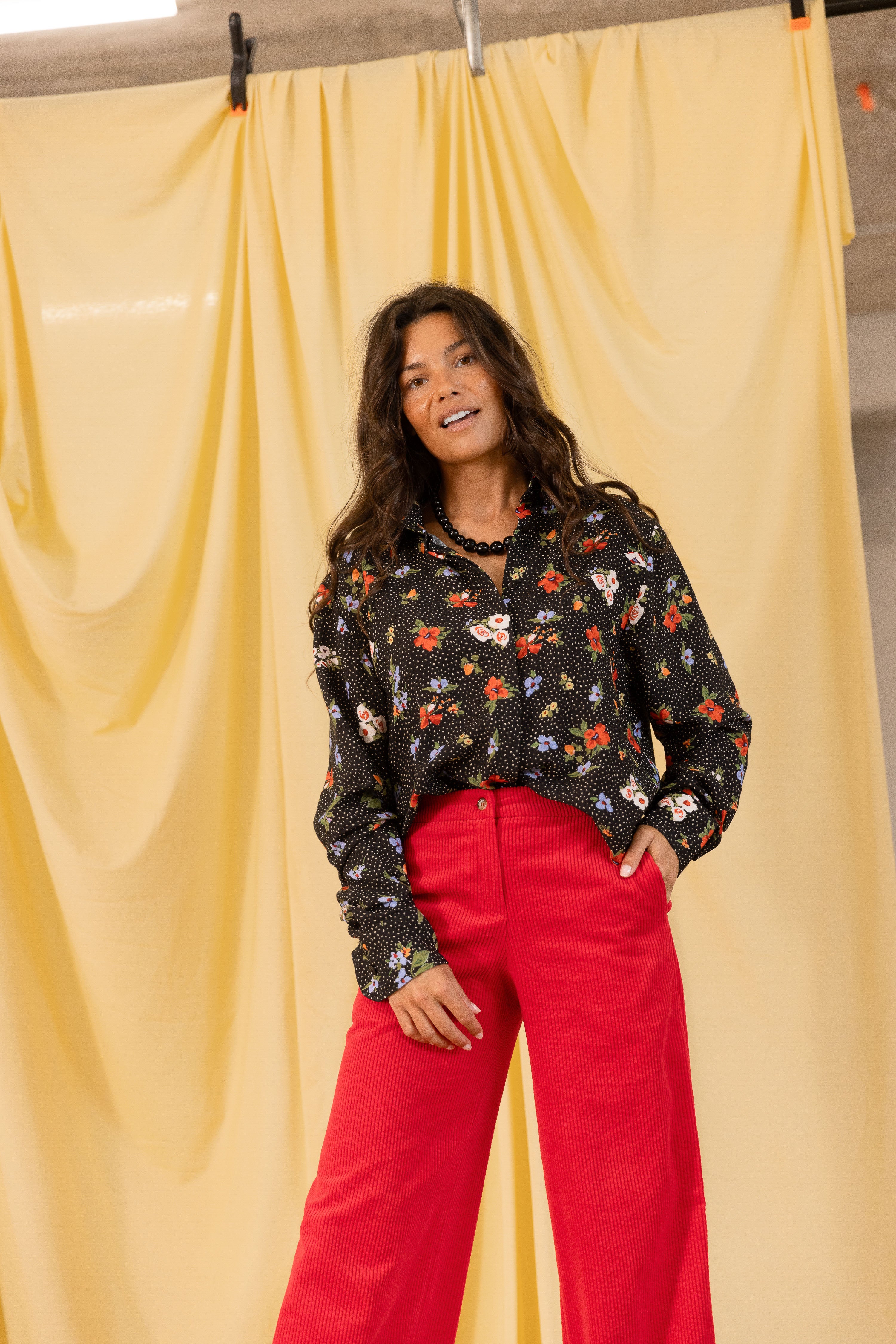 Pantalon ample coquelicot