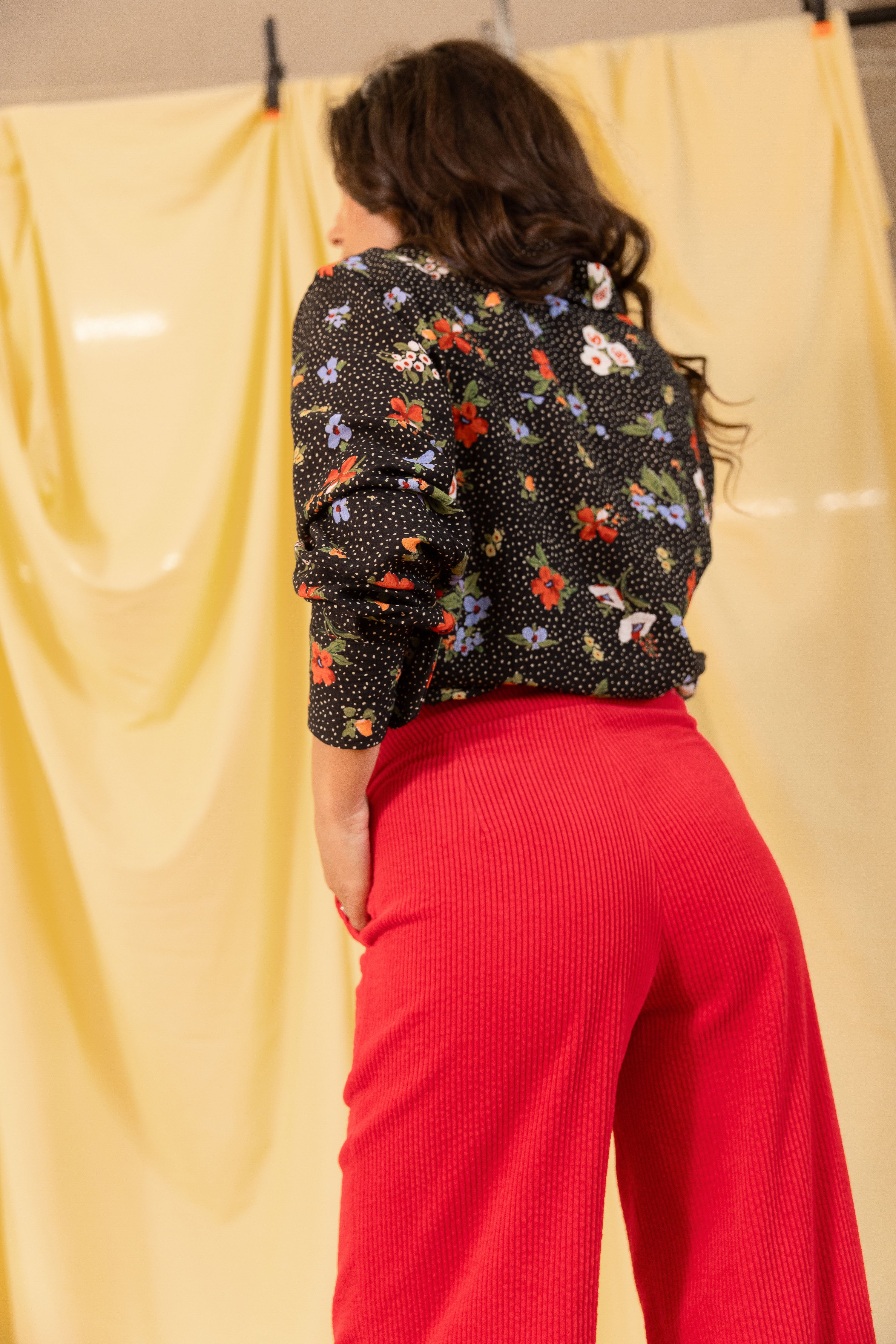 Pantalon ample coquelicot