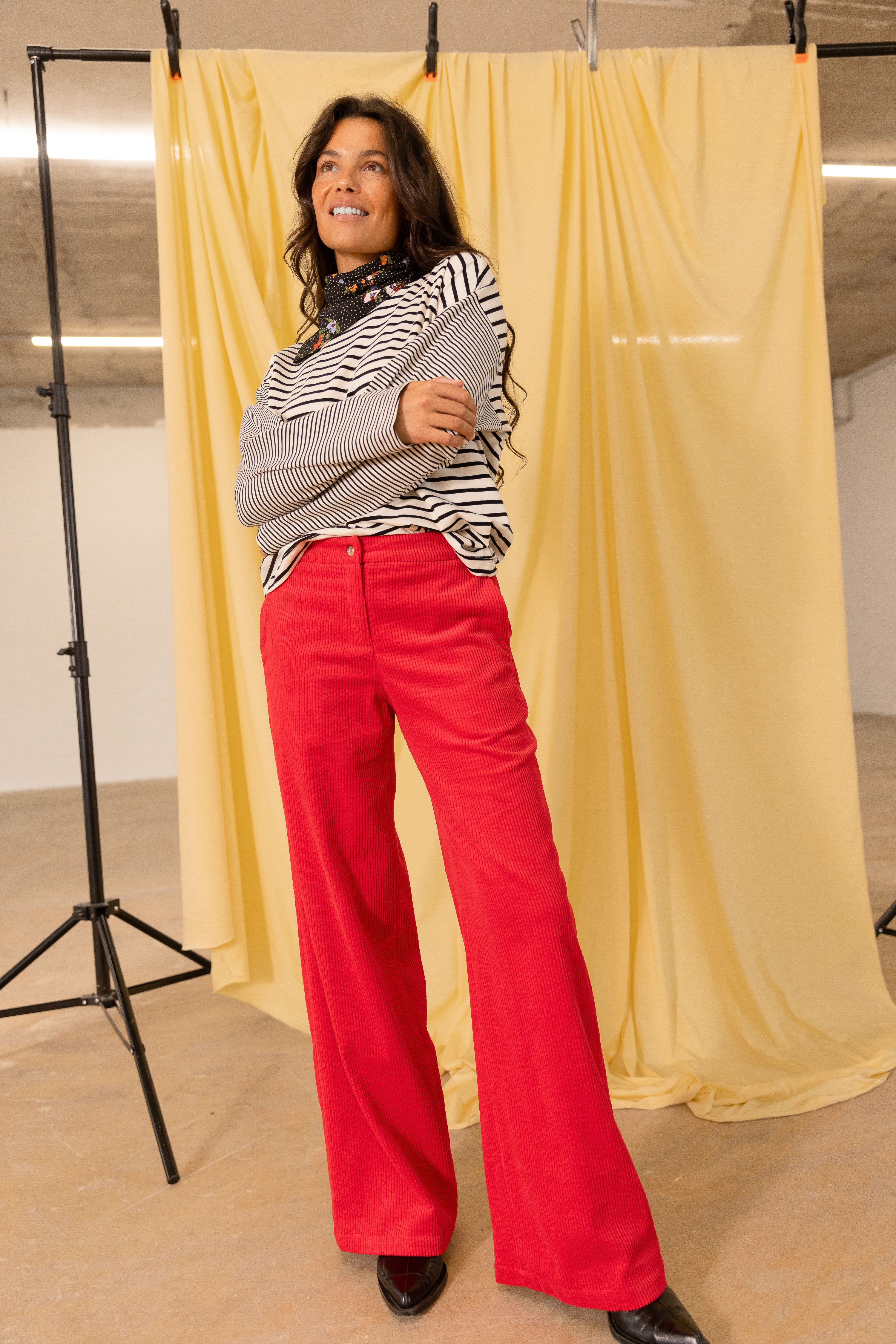 Pantalon ample coquelicot