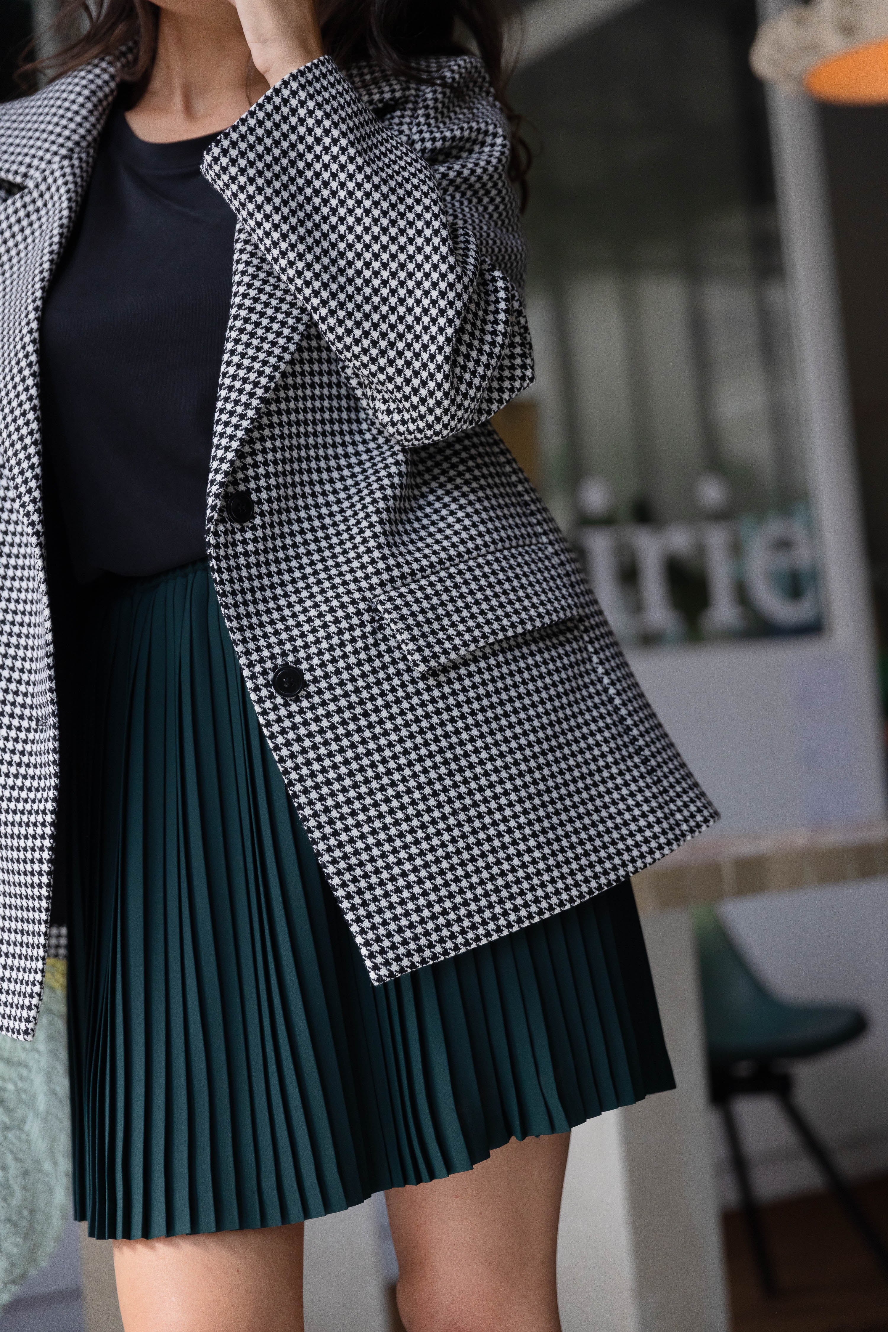 Jupe plissée courte moss