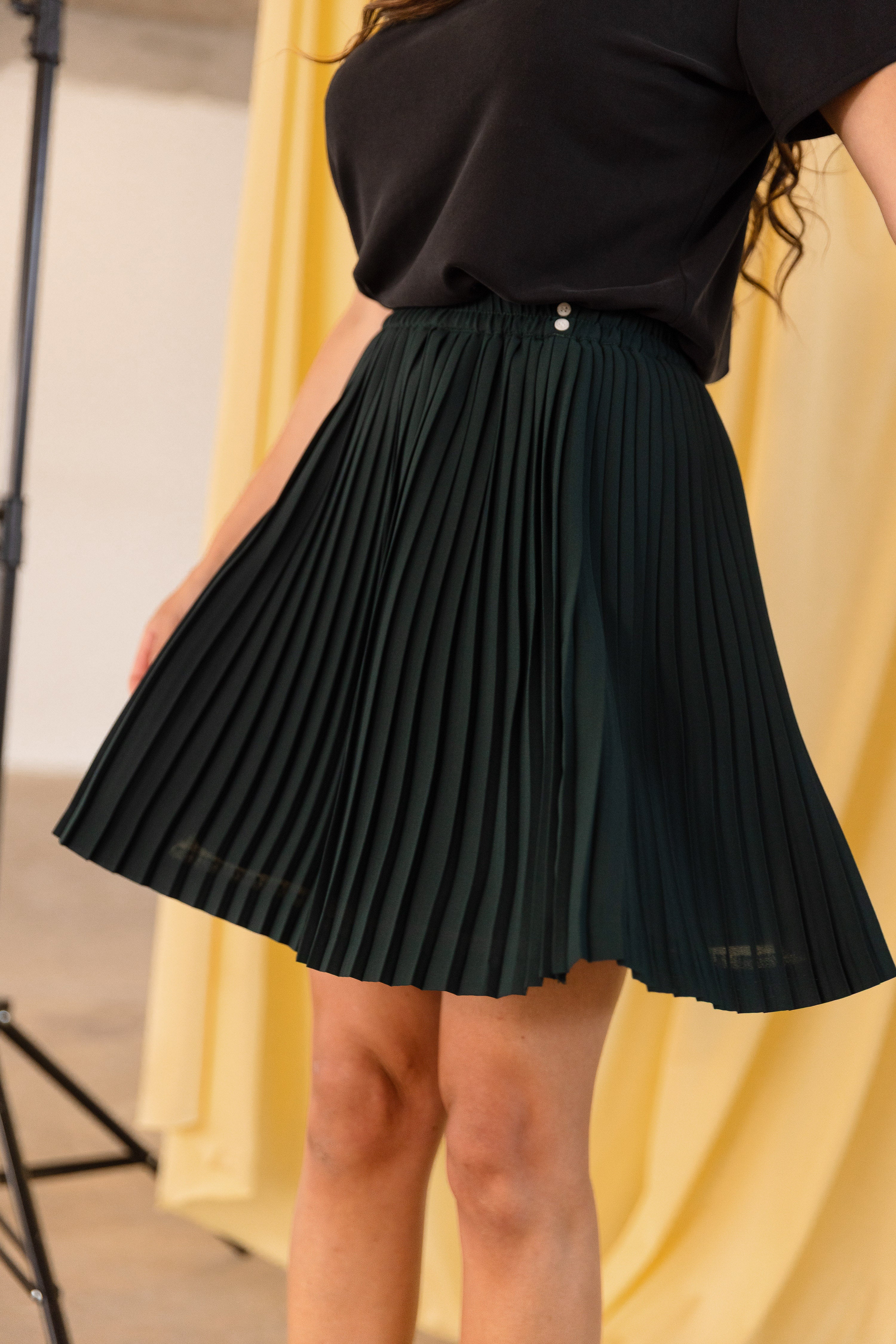 Jupe plissée courte moss