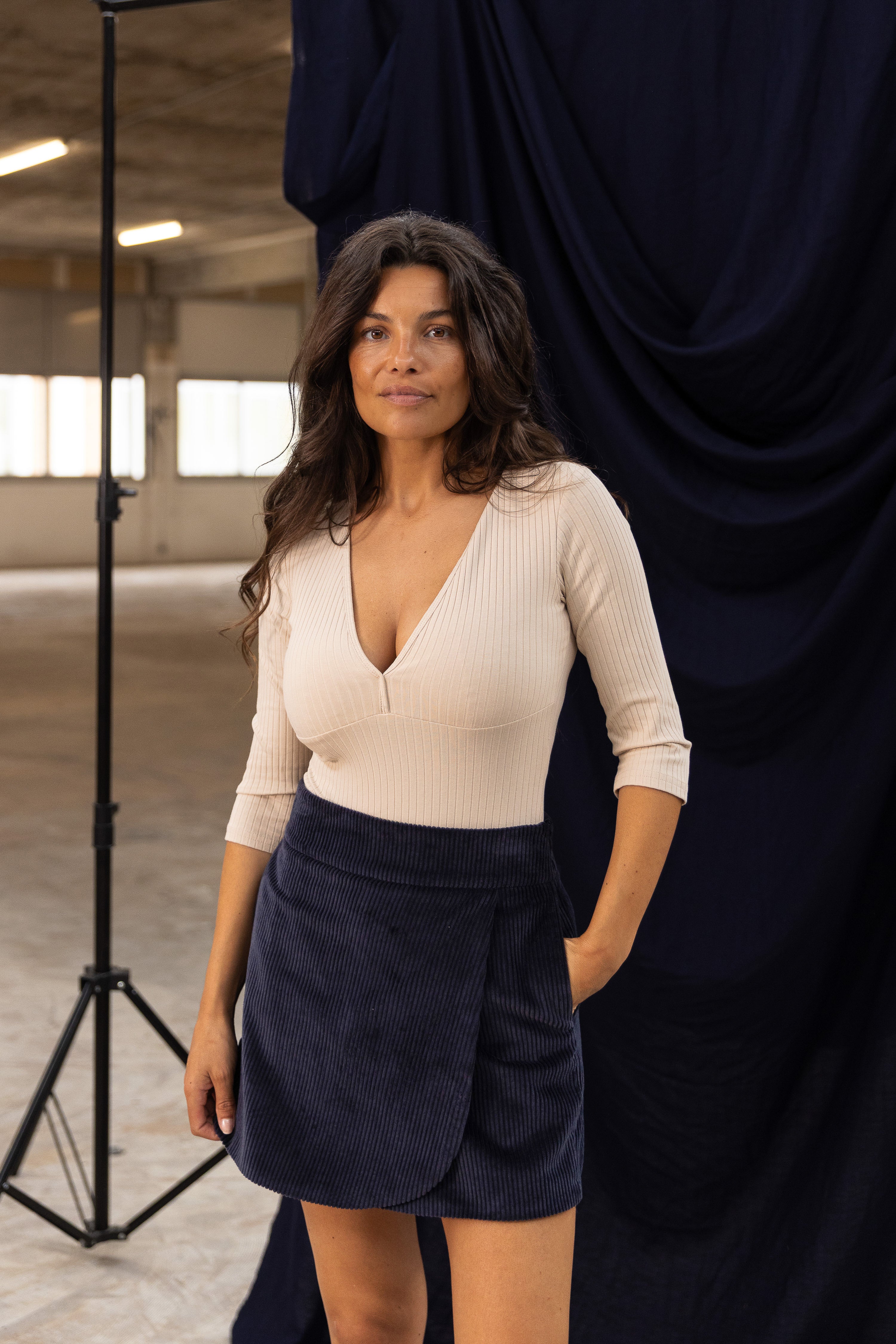 Jupe short velours marine