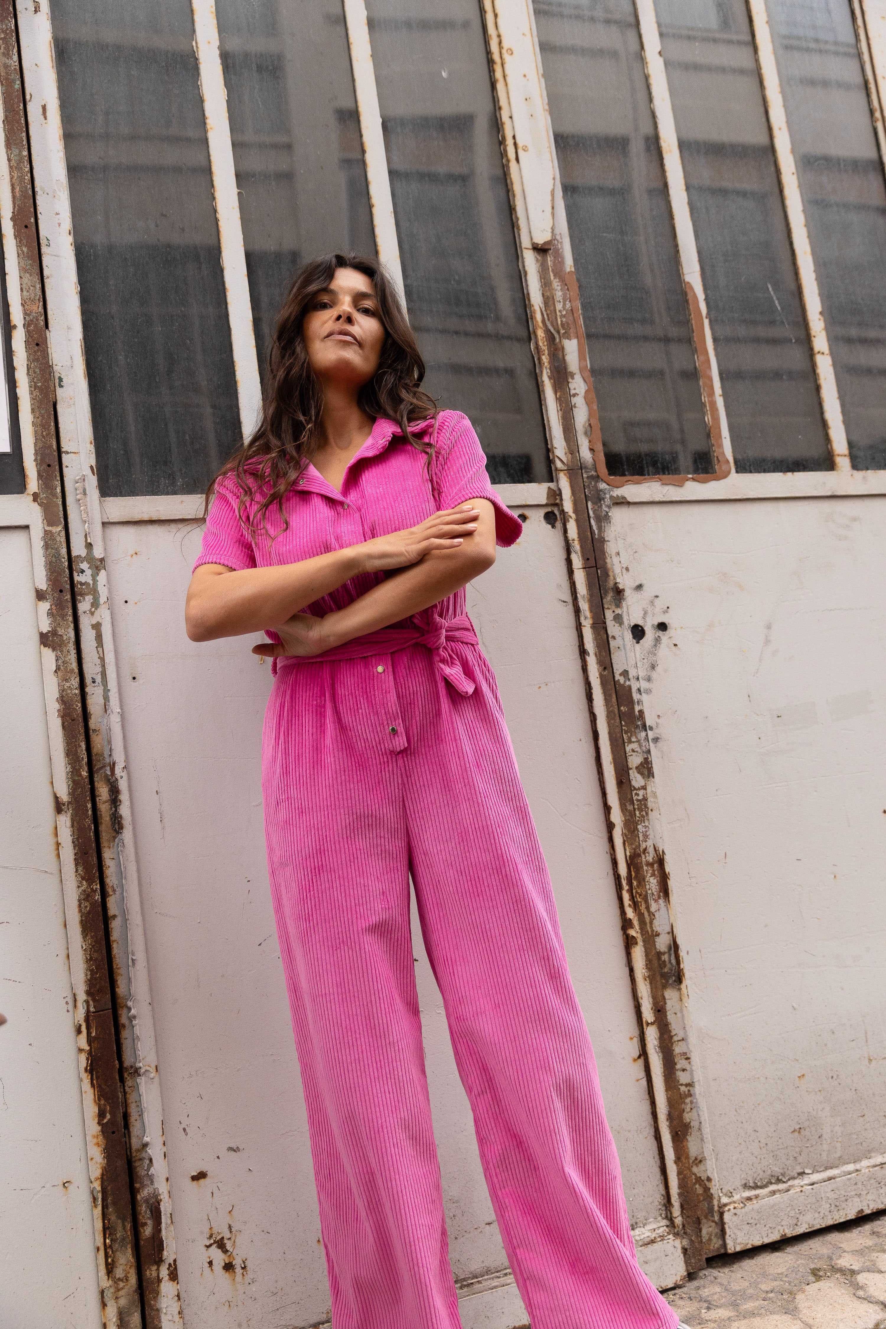 Combinaison velours rose