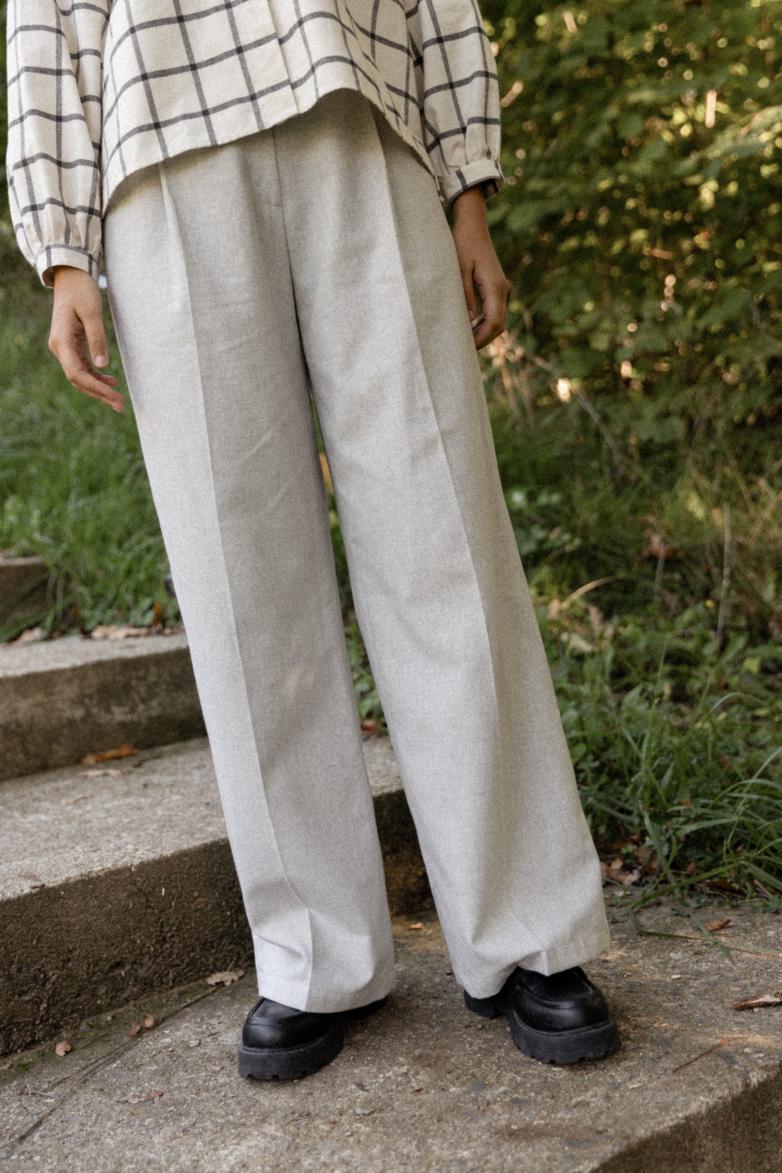 Pantalon à pinces Gris chiné