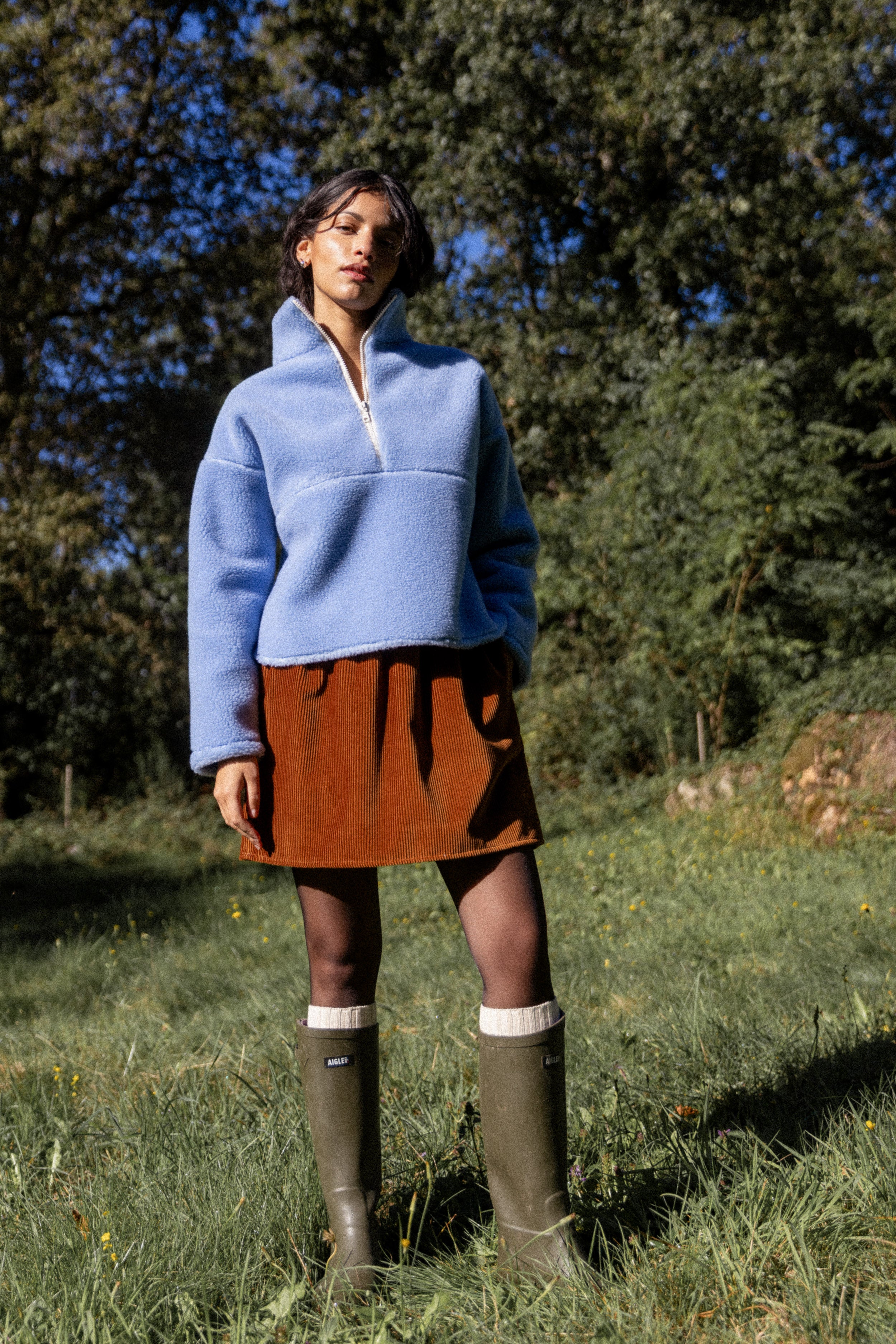 Petite à poches velours toffee