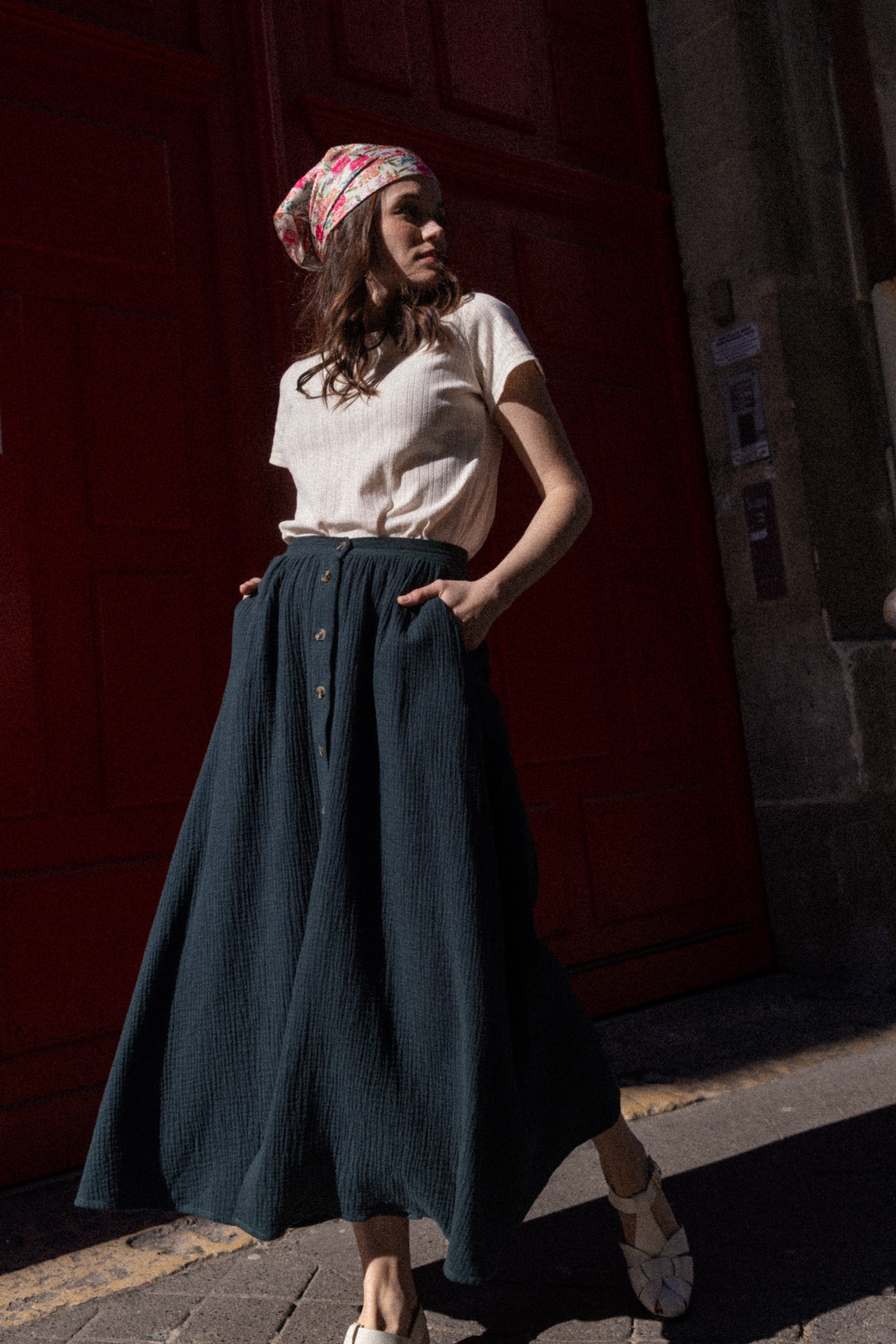 Emerald button-up maxi dress  Les jupes de Prune