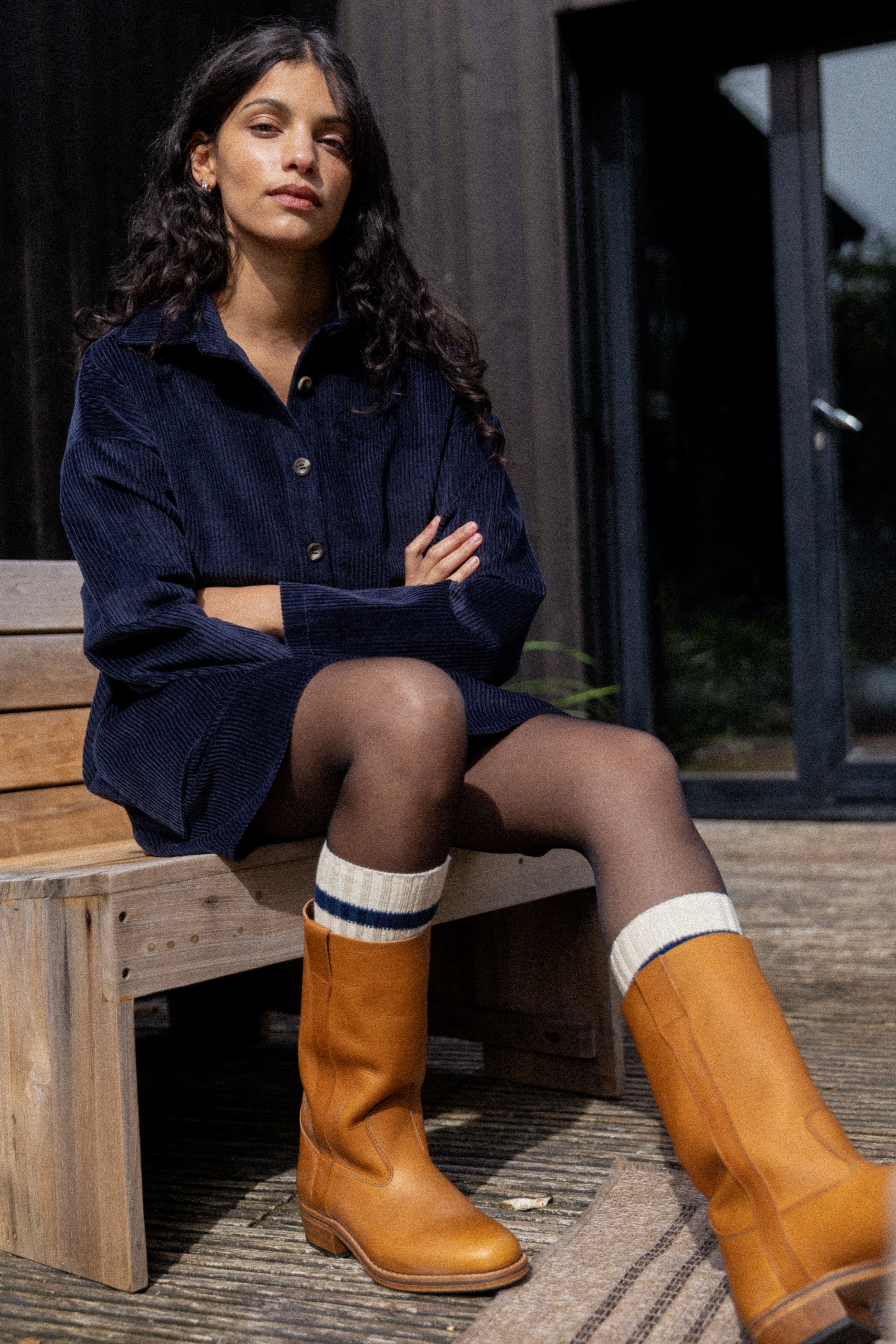 Robe Vareuse velours marine
