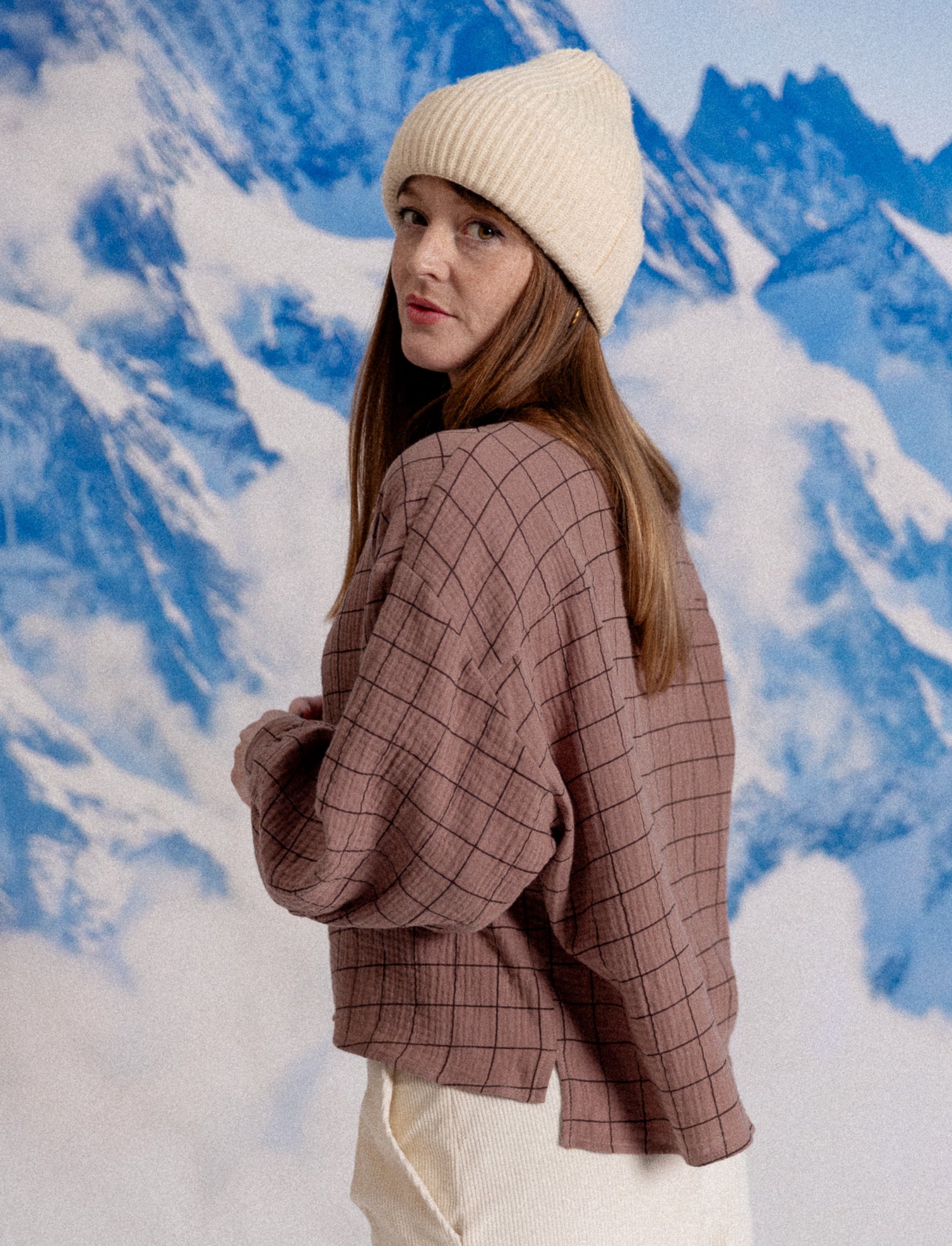 Blouse col mao Chestnut