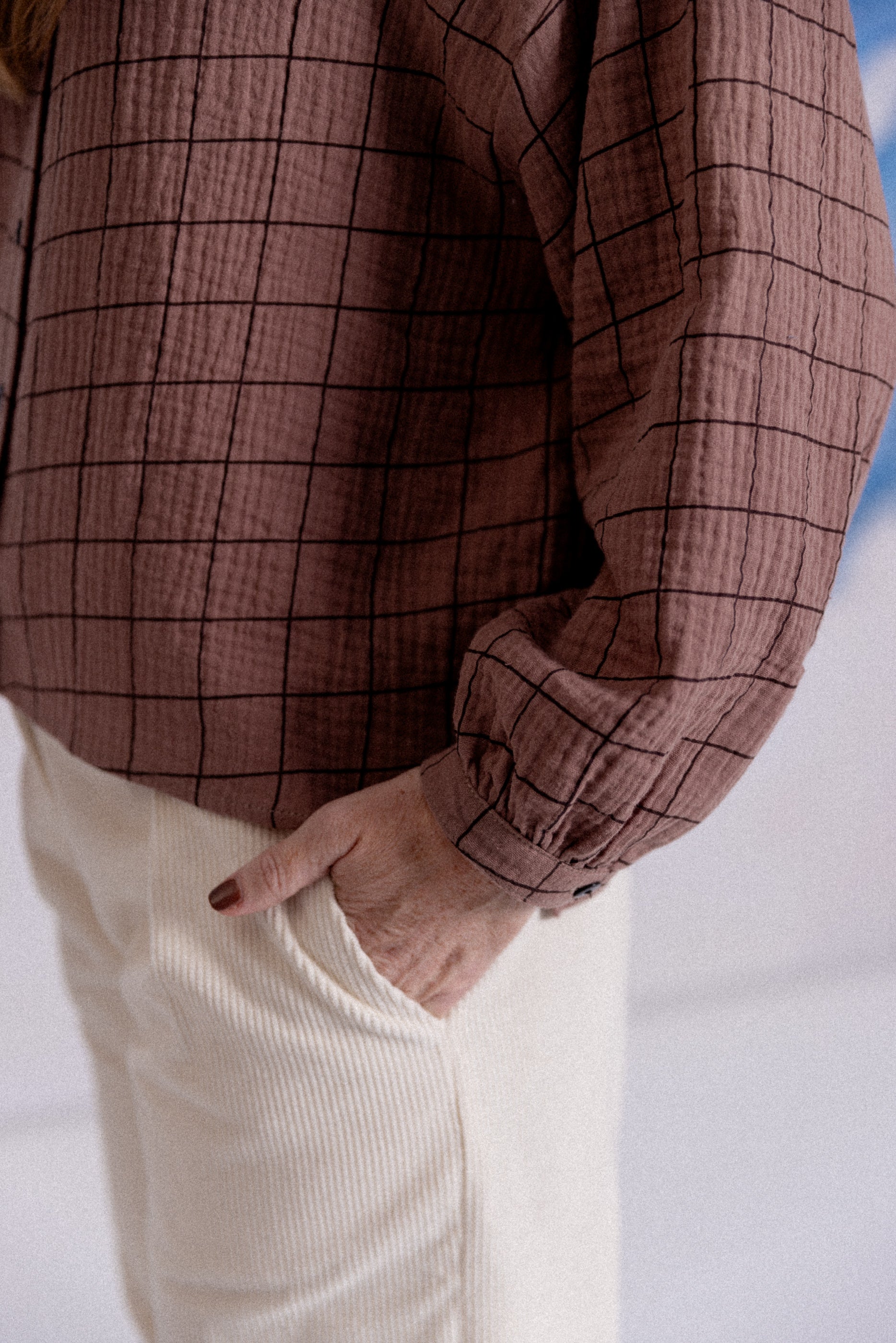 Blouse col mao Chestnut