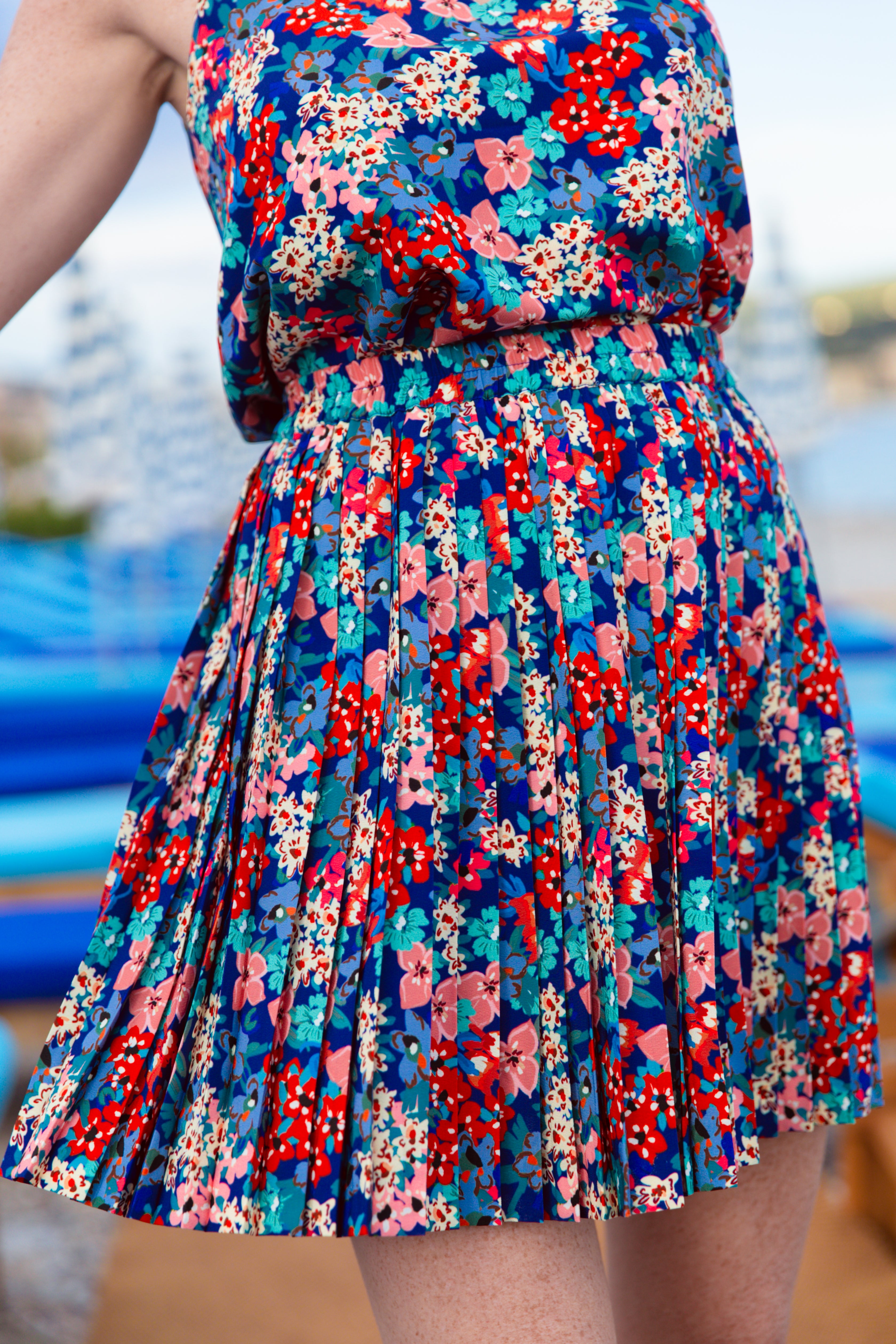 Jupe plissée courte Liberty violette