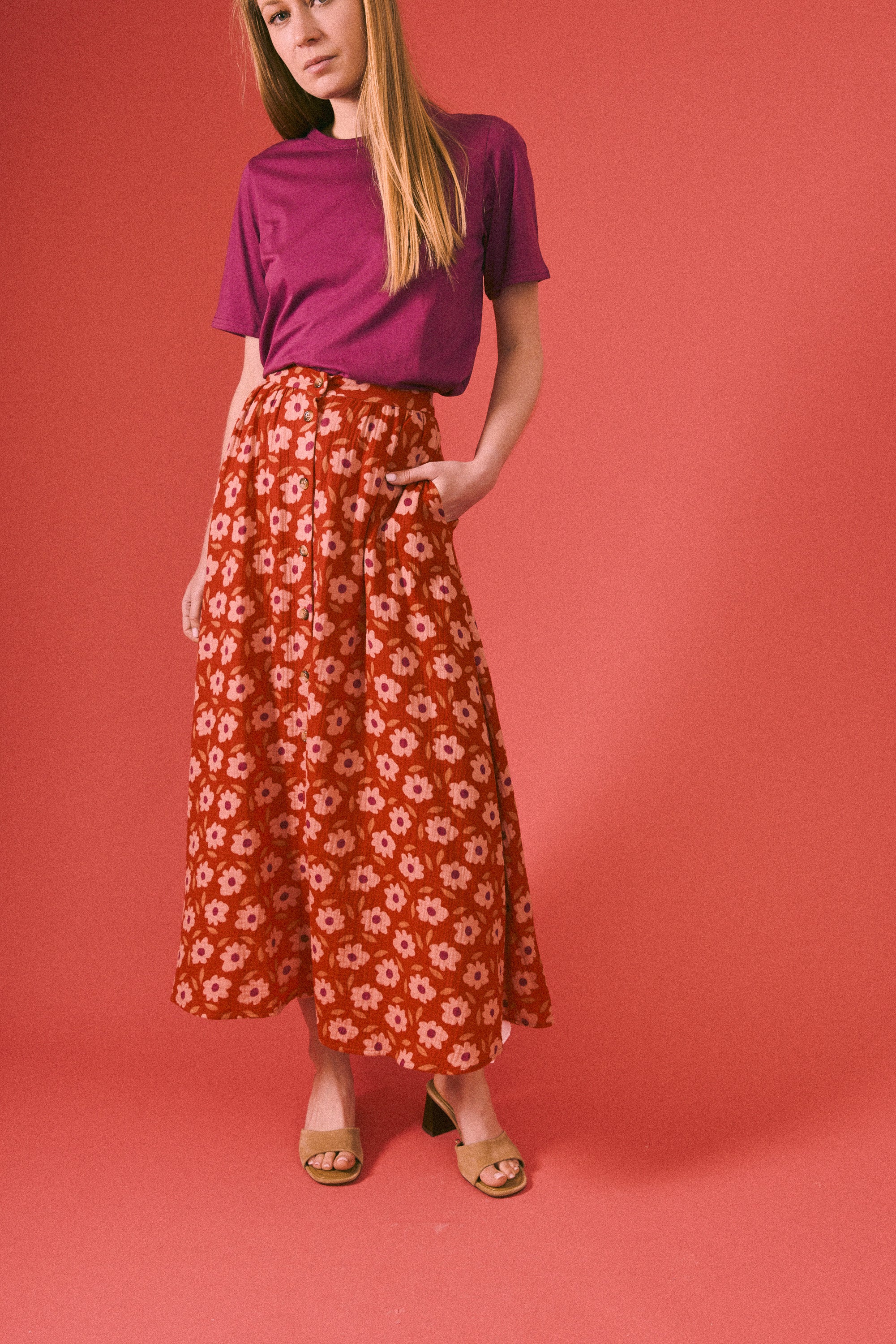 Maxi boutonnée cherry bloom