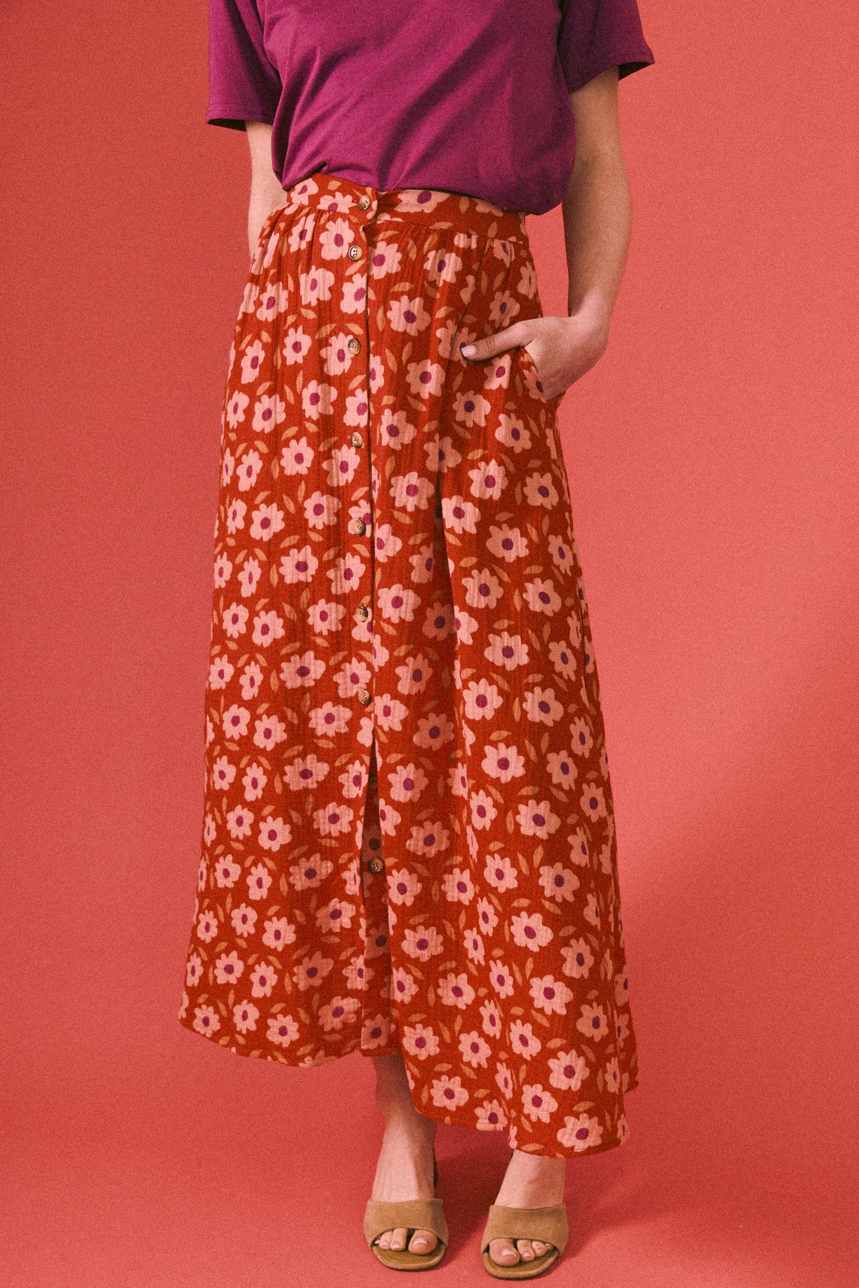 Maxi boutonnée cherry bloom