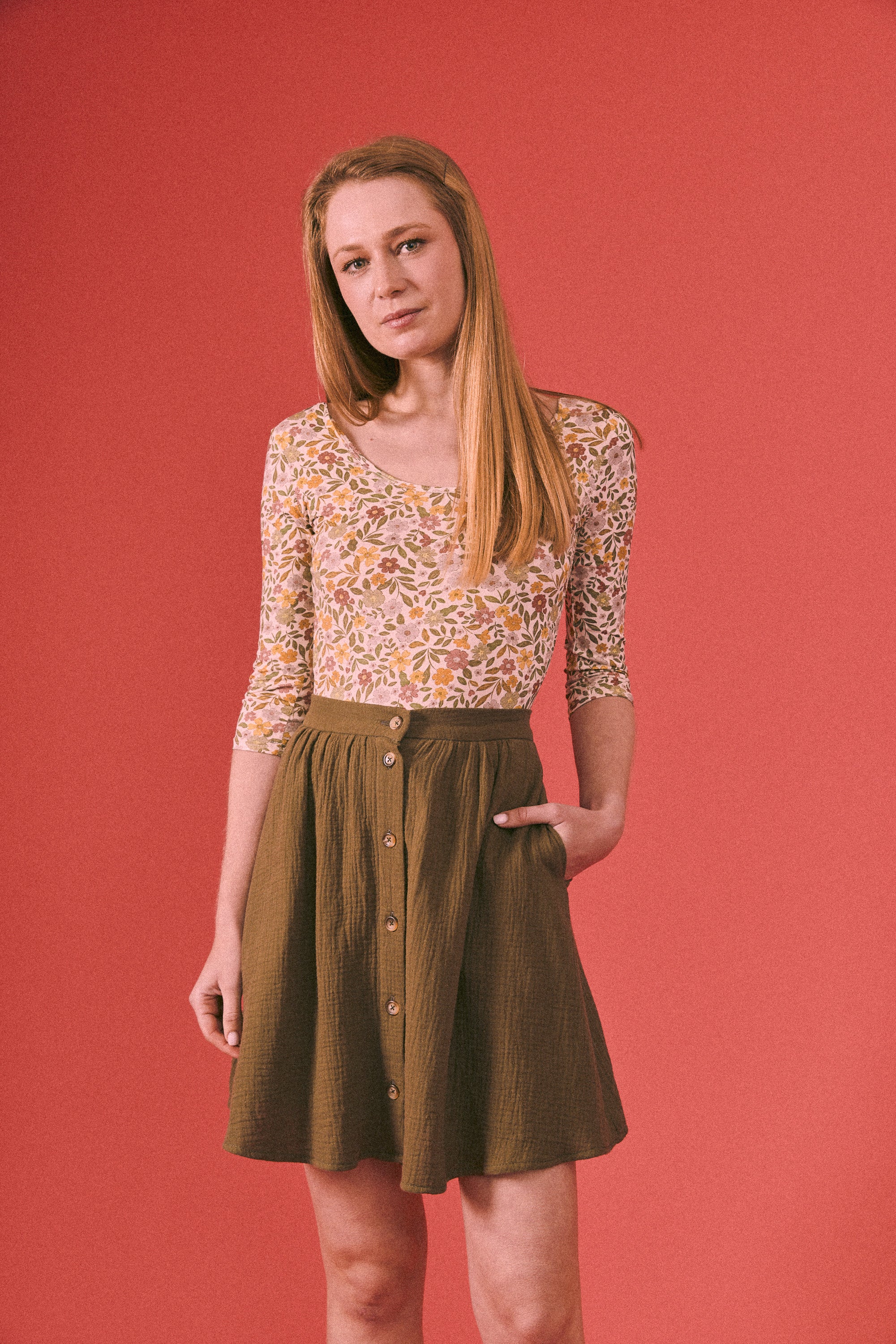 Courte boutonnée kaki