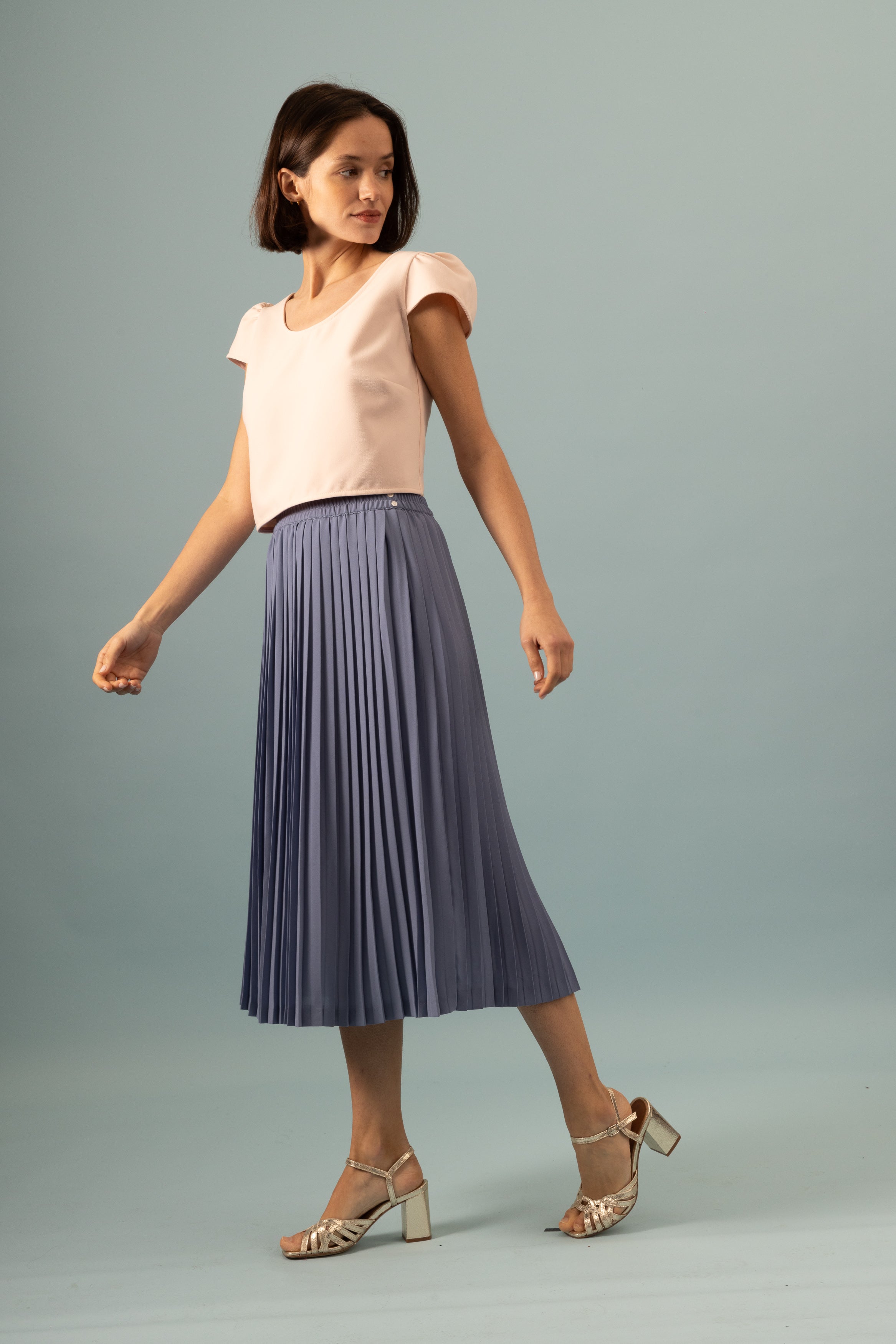 Jupe plissée midi orage
