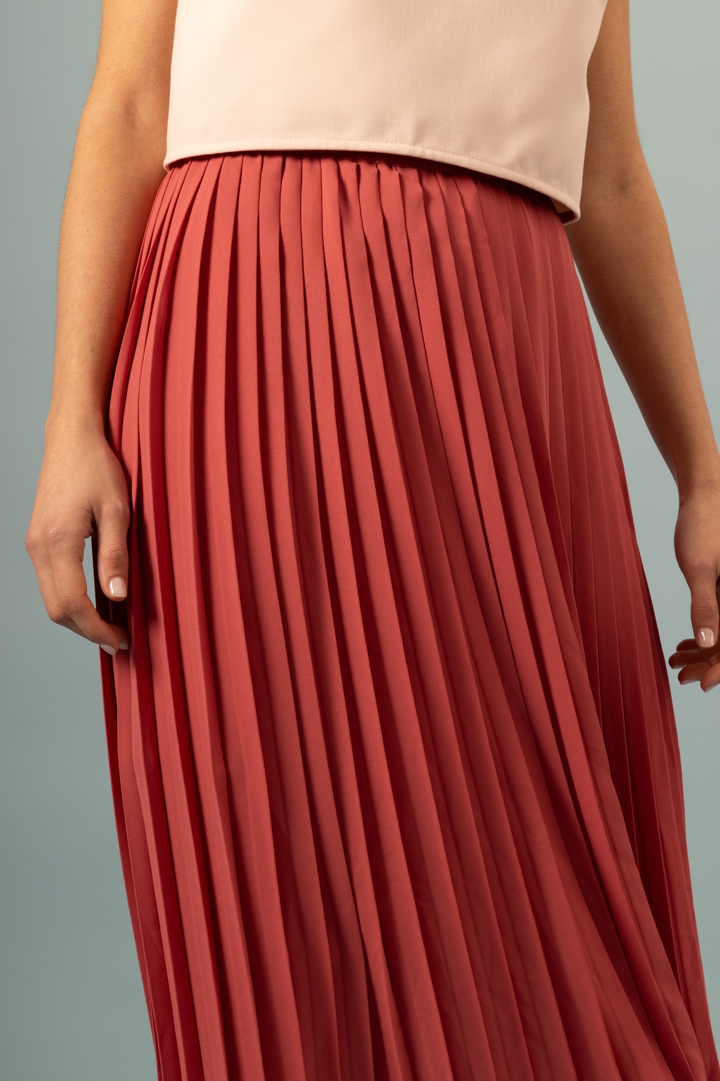 Jupe plissée midi bois de rose