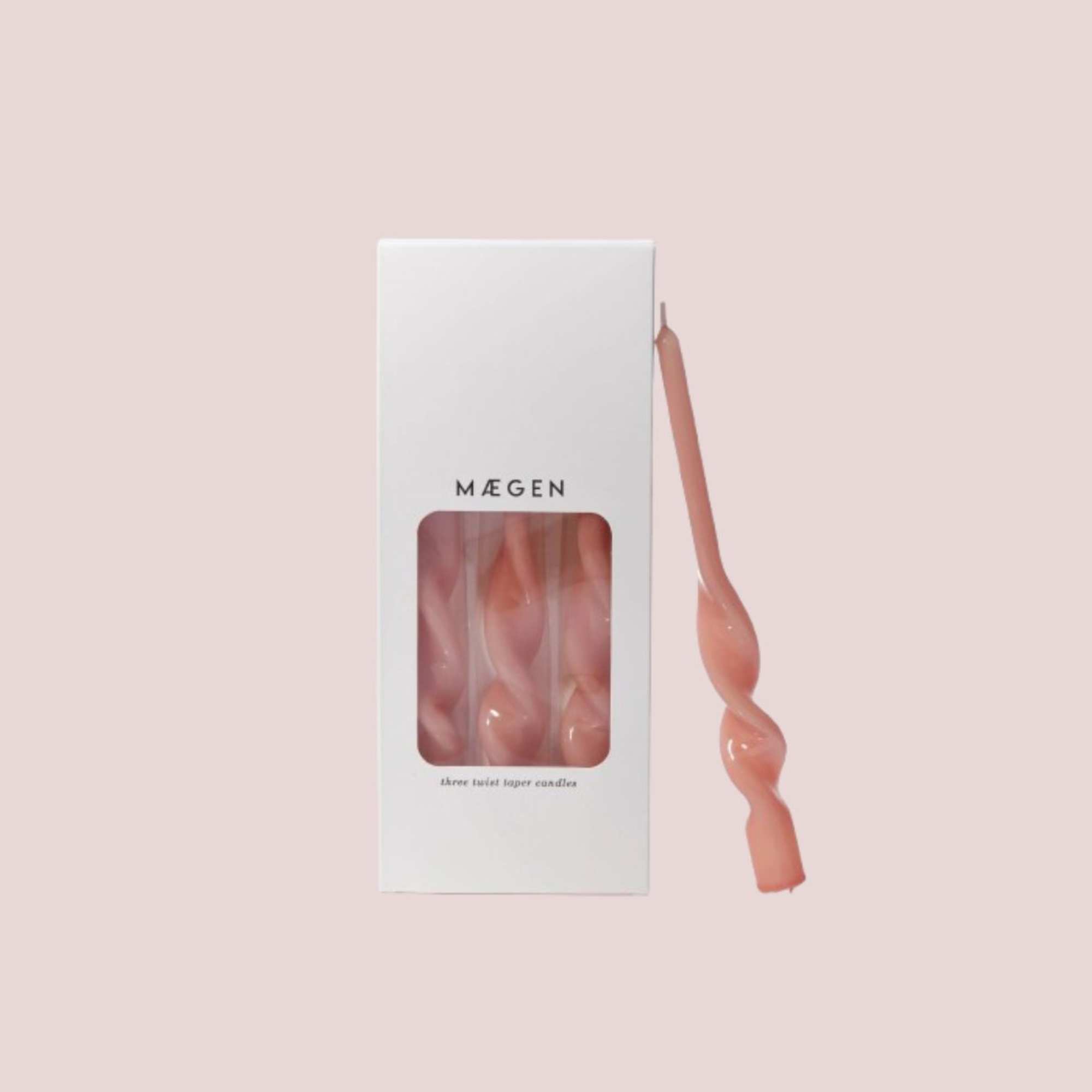 MÆGEN Twist Taper Candles, pack of 3, plaster pink