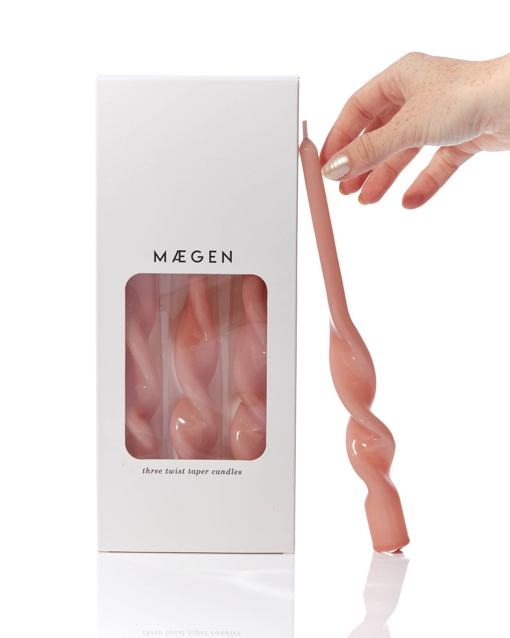 Bougies Twist Taper MÆGEN, paquet de 3, rose plâtre