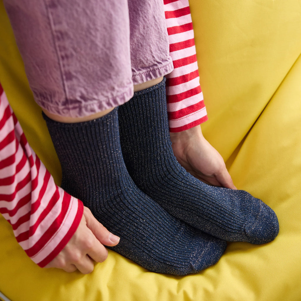 Chaussettes en Lurex à paillettes | Bleues