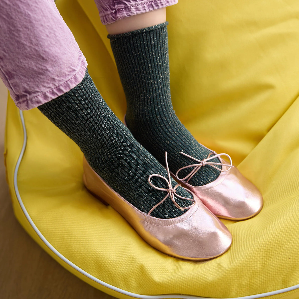 Chaussettes en Lurex à paillettes | Vertes