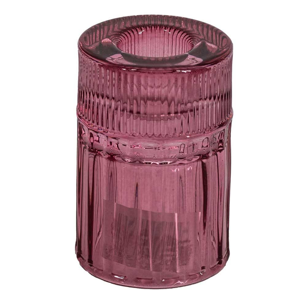 Twist Glass Candle Holder - Pink