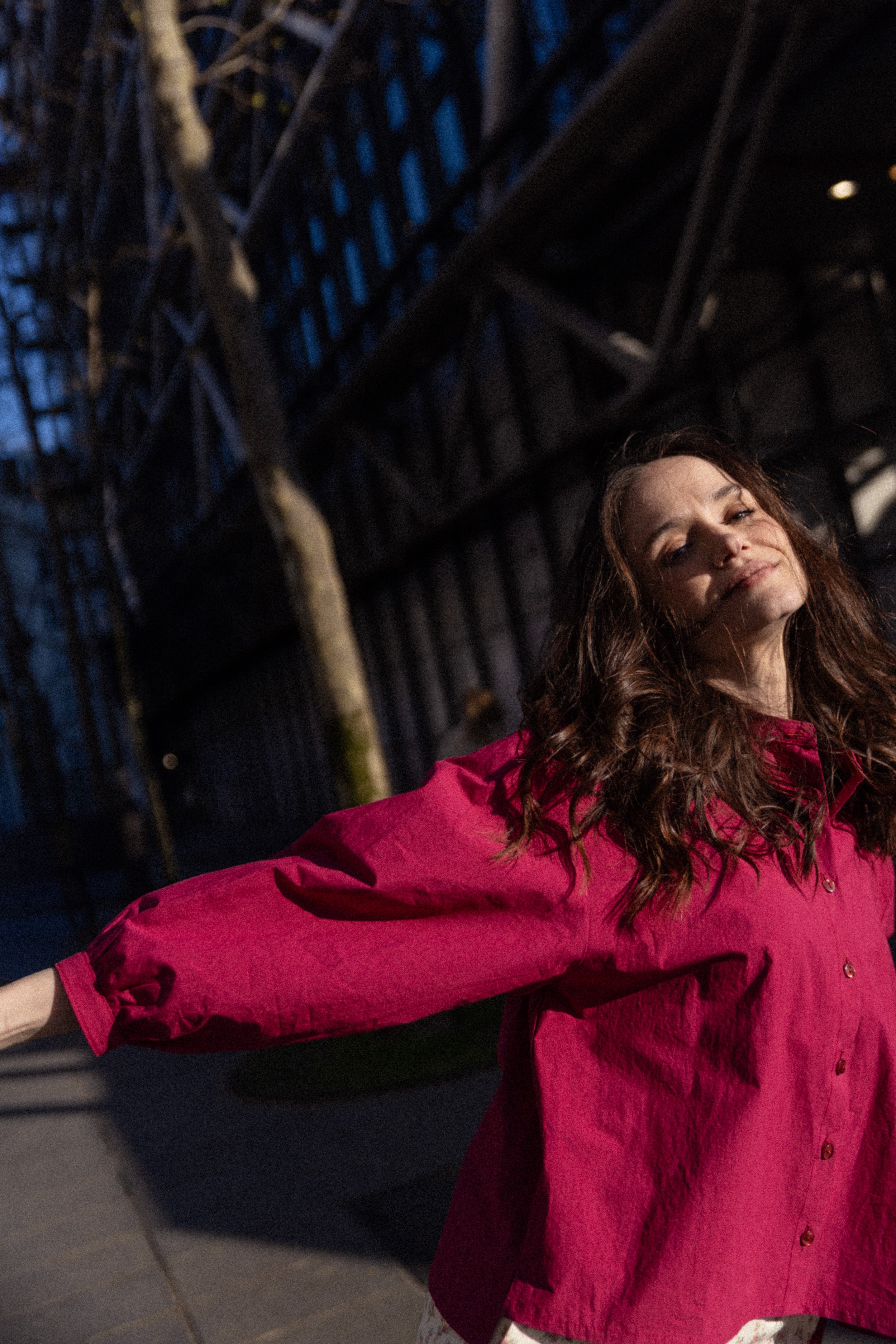 Blouse col mao Cassis