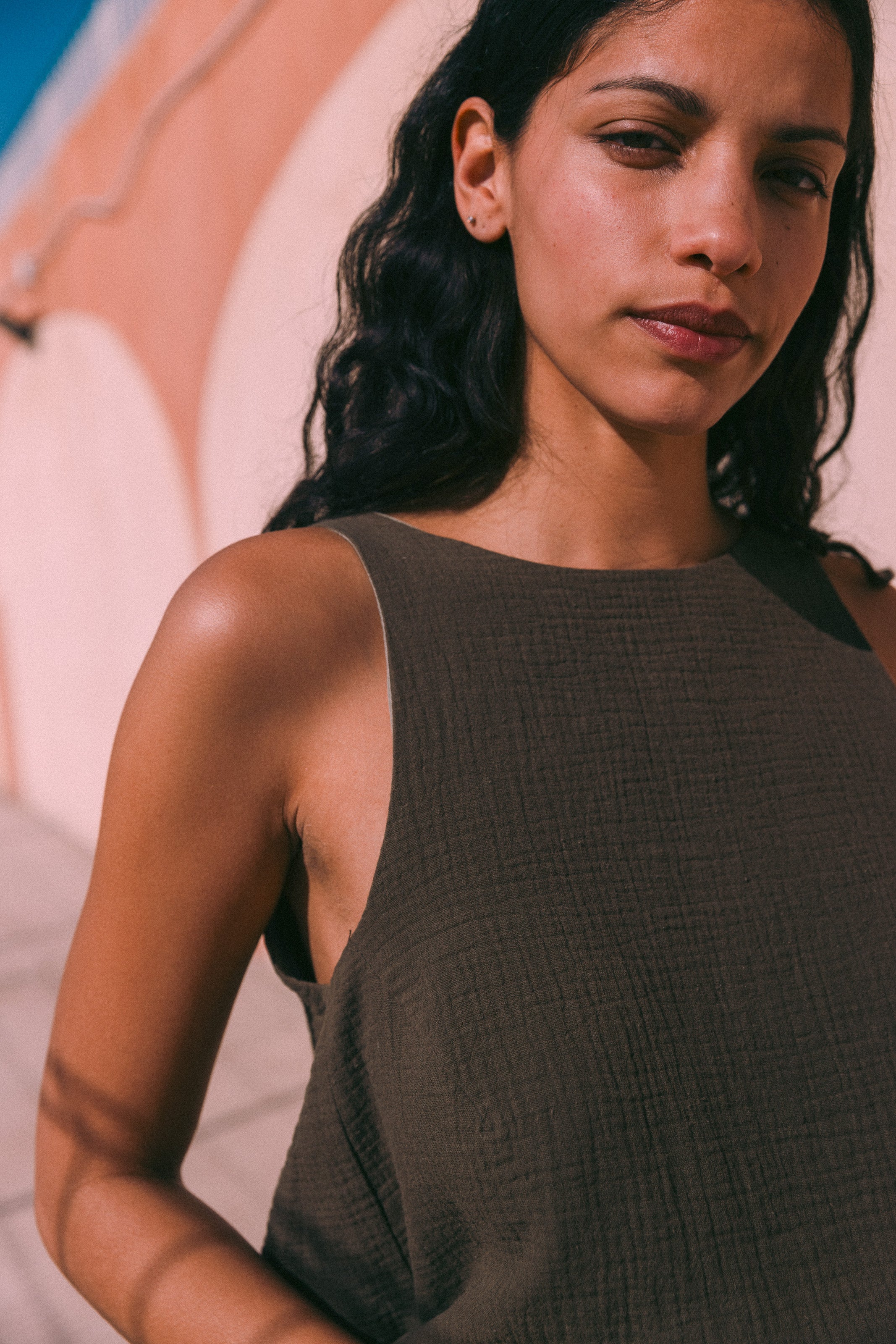 khaki crop top