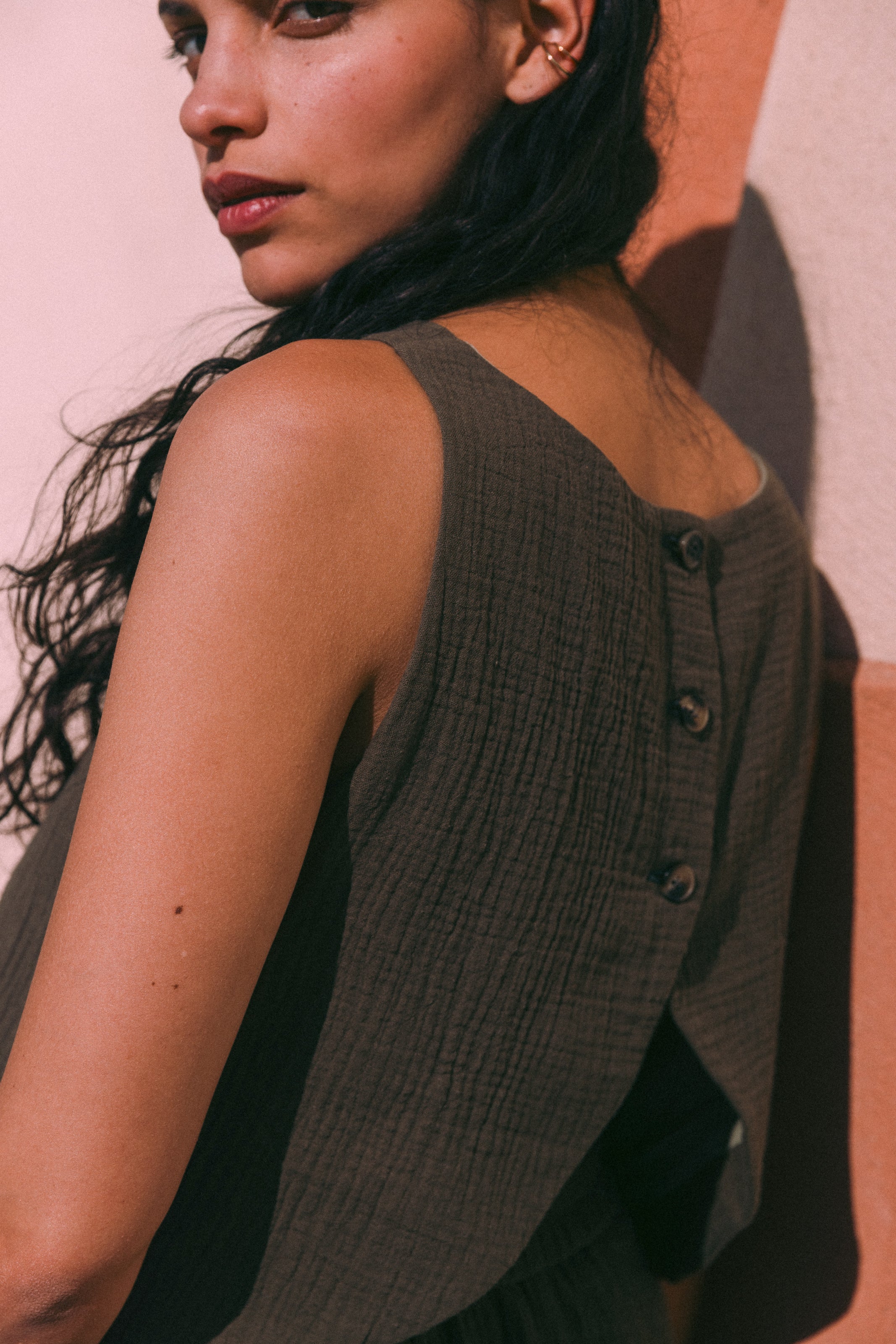 khaki crop top