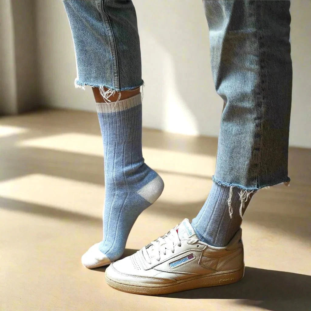 Chaussettes en laine Merinos | Bleues et blanches
