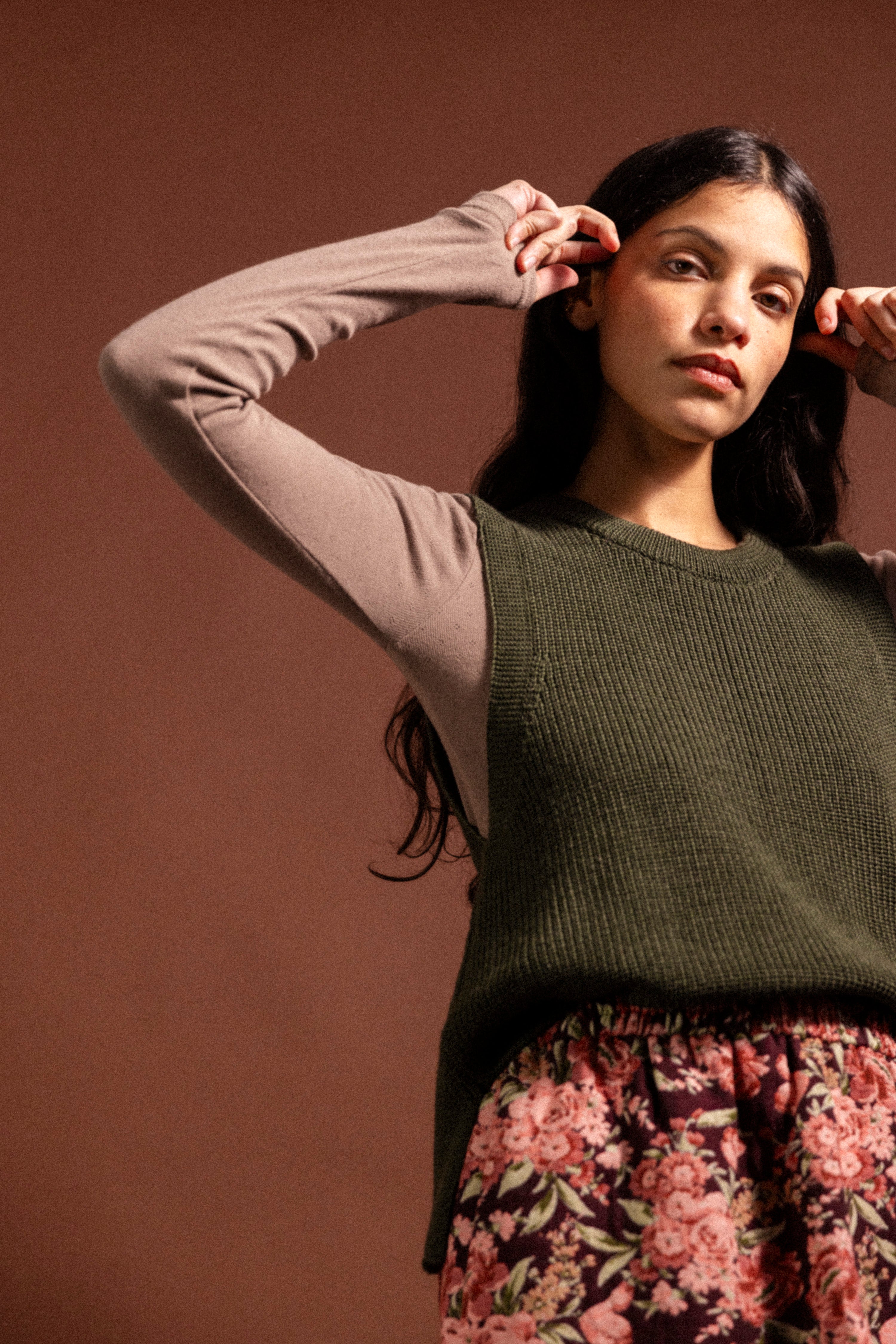 Sous pull col rond ajouré Taupe