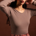 Sous pull col rond ajouré Taupe