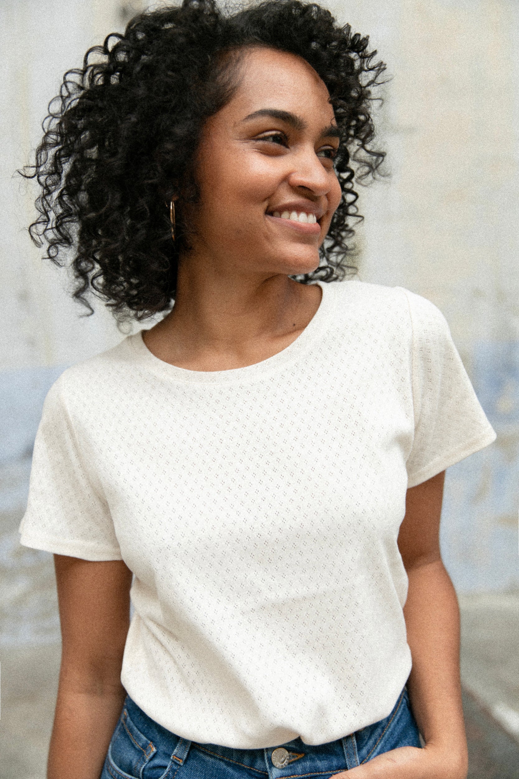 Natural openwork tee 