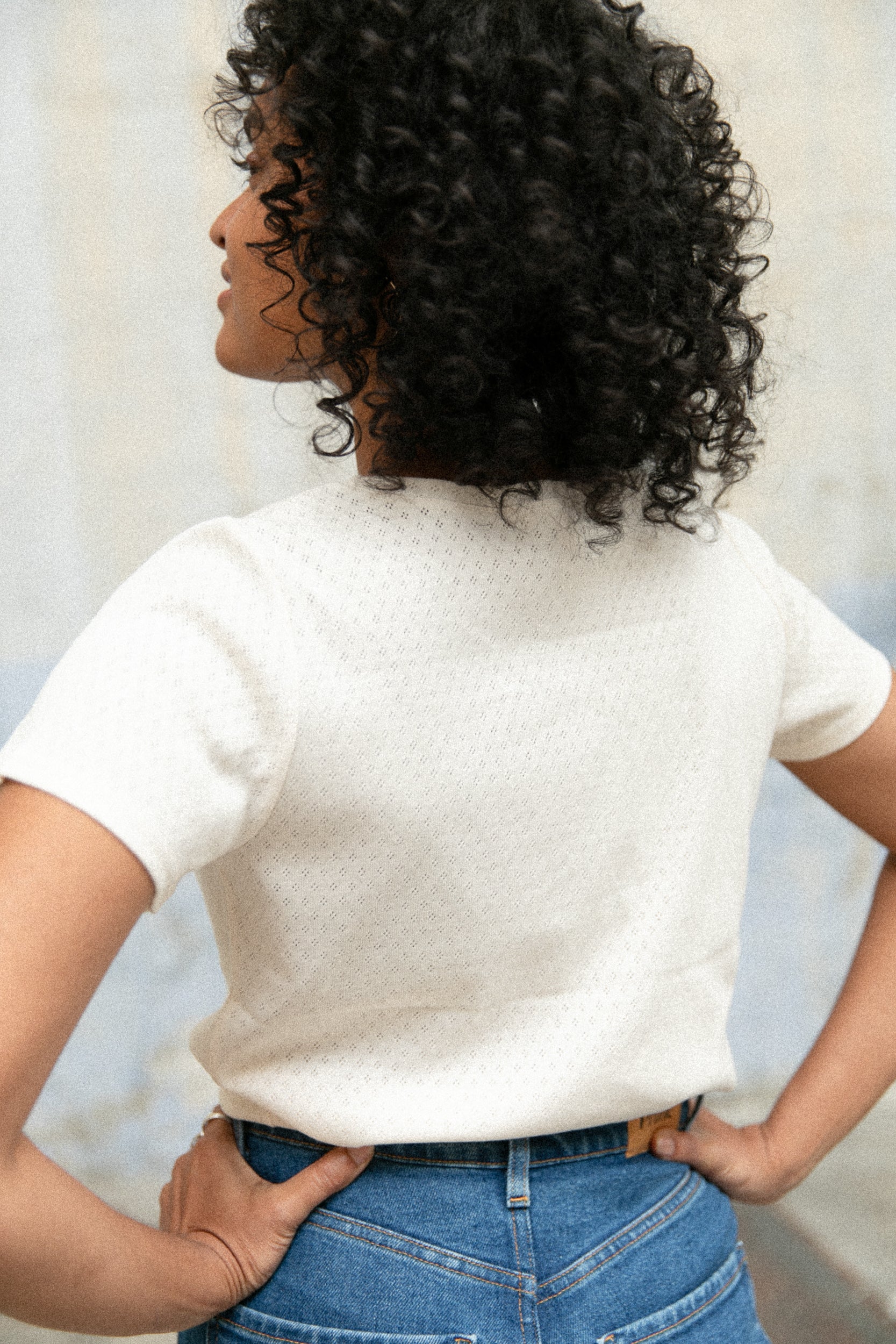 Natural openwork tee 