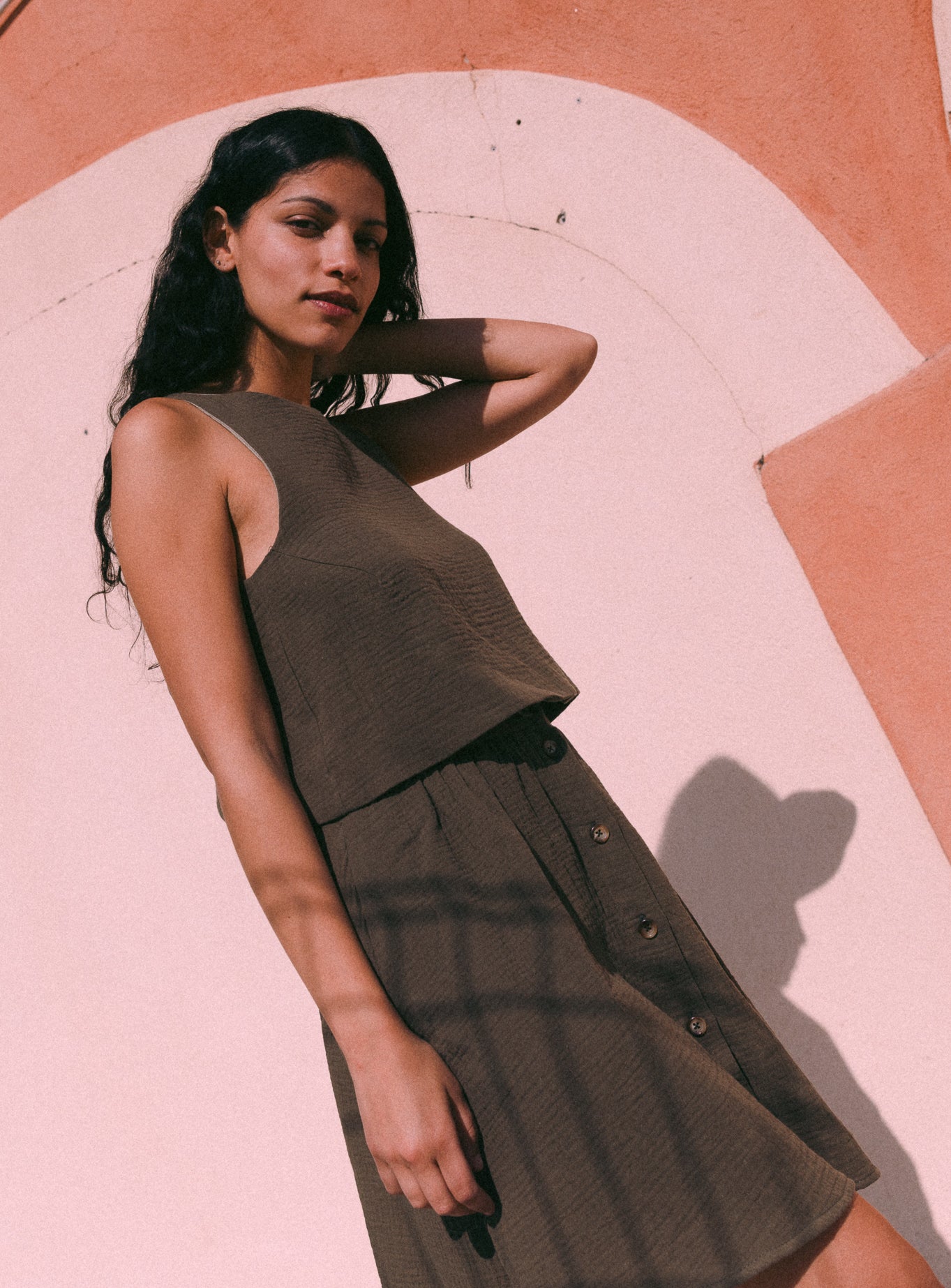 Courte boutonnée kaki