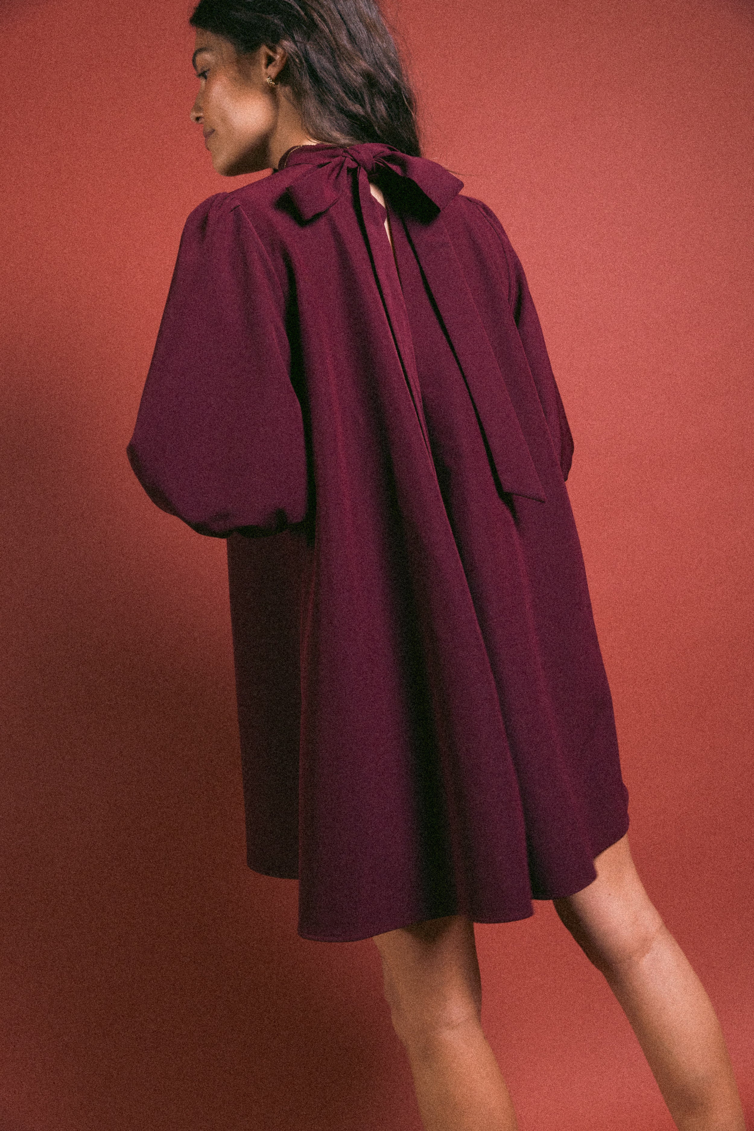 Robe babydoll invitée bordeaux