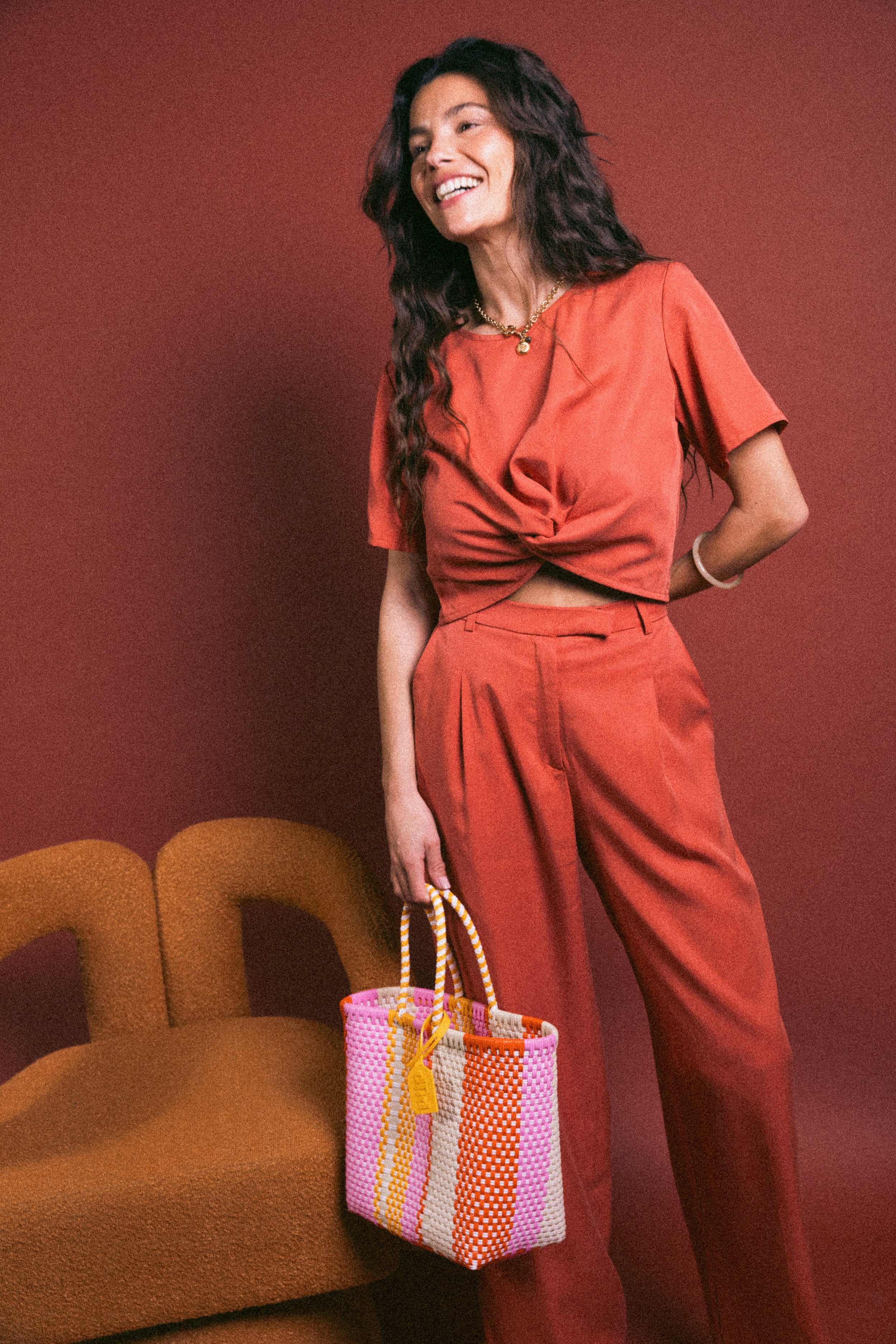 Pantalon à pinces blush